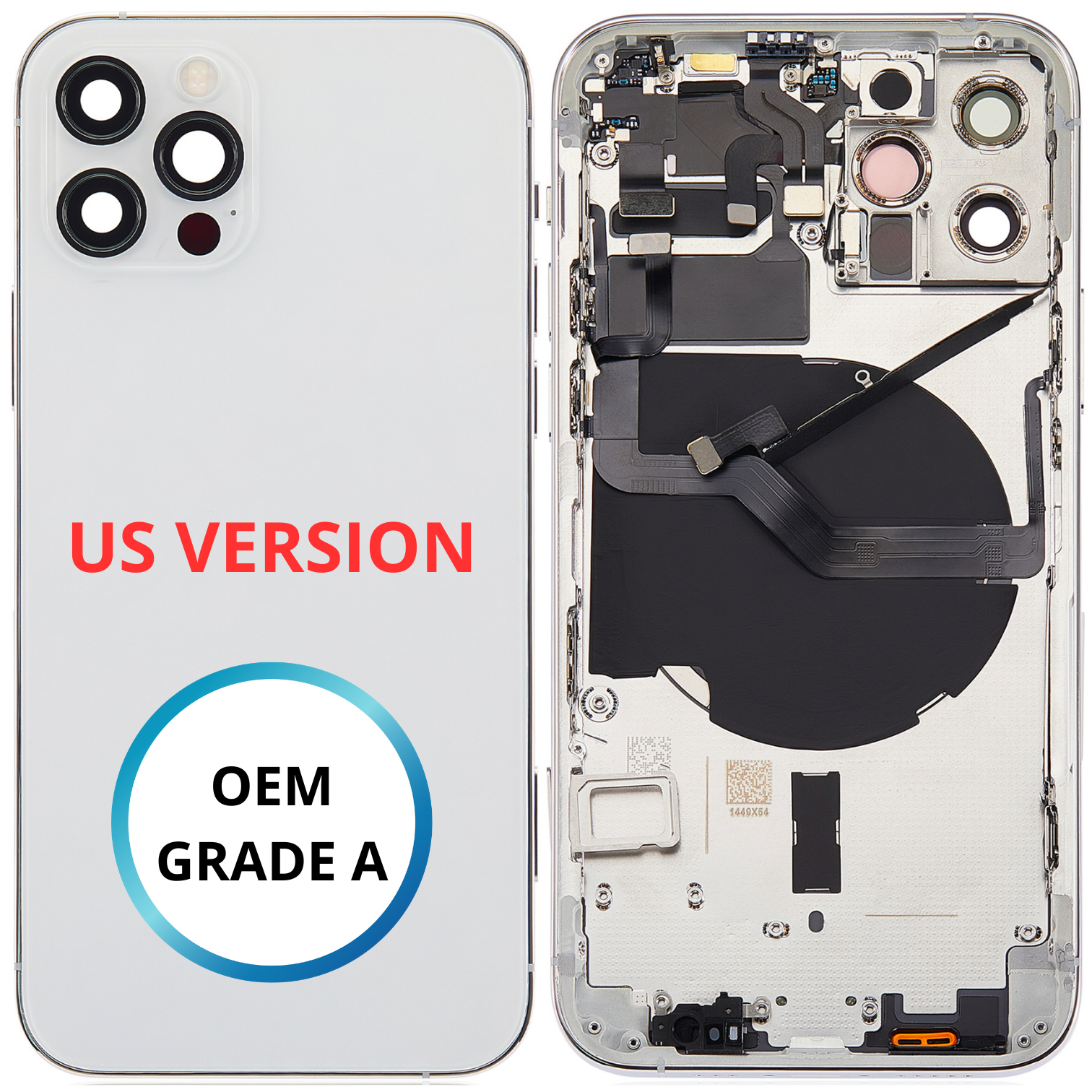 Châssis arrière - iPhone 12 Pro US VERSION - Blanc - Avec composants (ORIGINAL GRADE A)