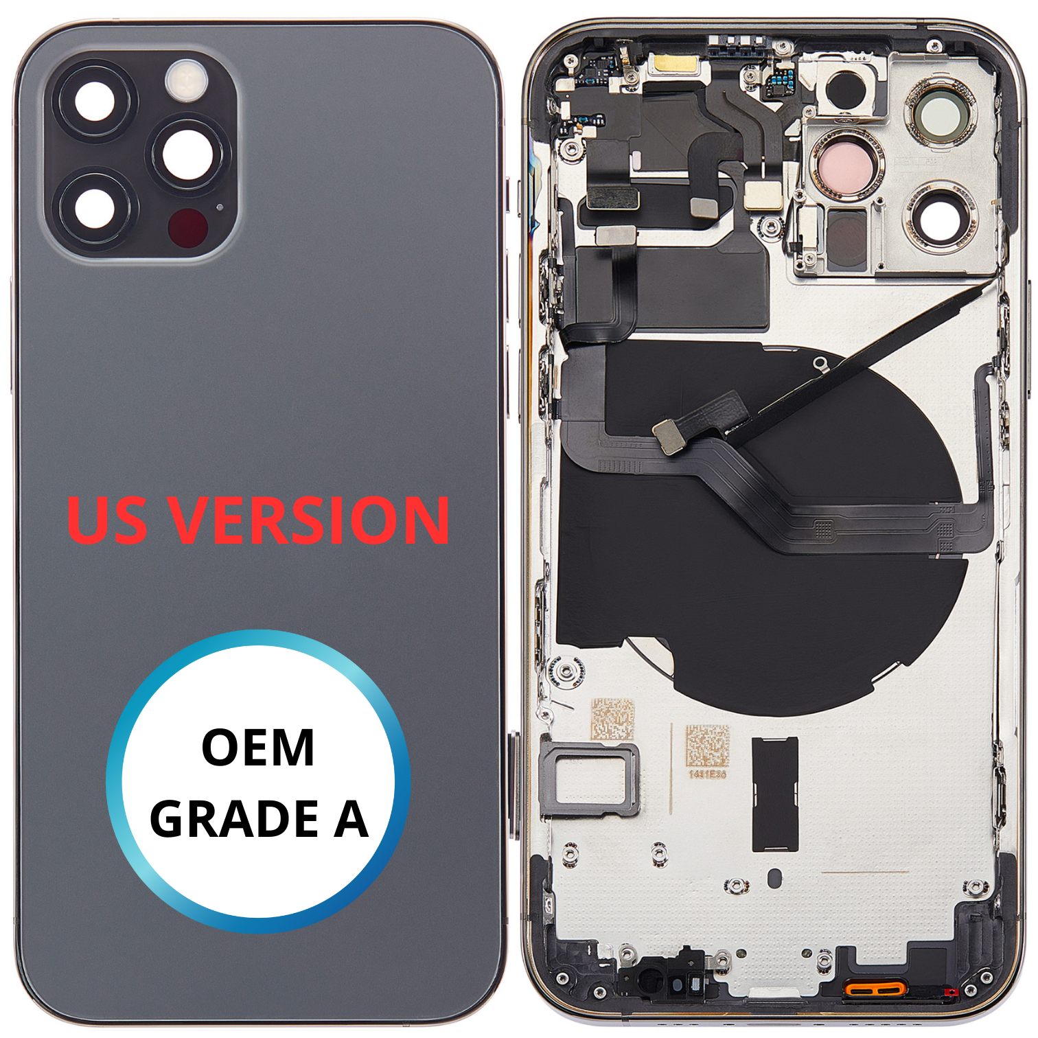 Châssis arrière - iPhone 12 Pro US VERSION - Graphite - Avec composants (ORIGINAL GRADE A)