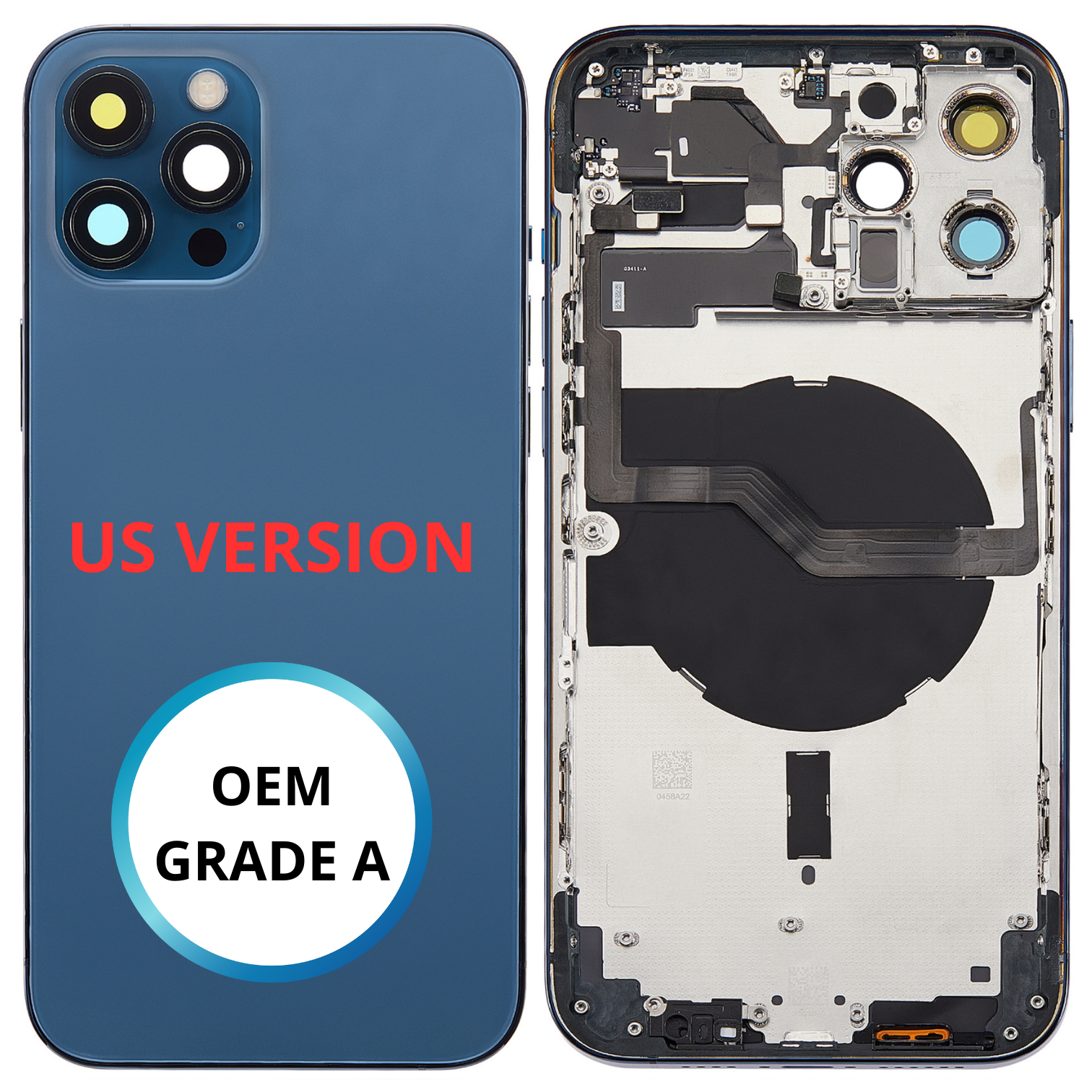 Châssis arrière - iPhone 12 ProMax US VERSION - Bleu - Avec composants (ORIGINAL GRADE A)