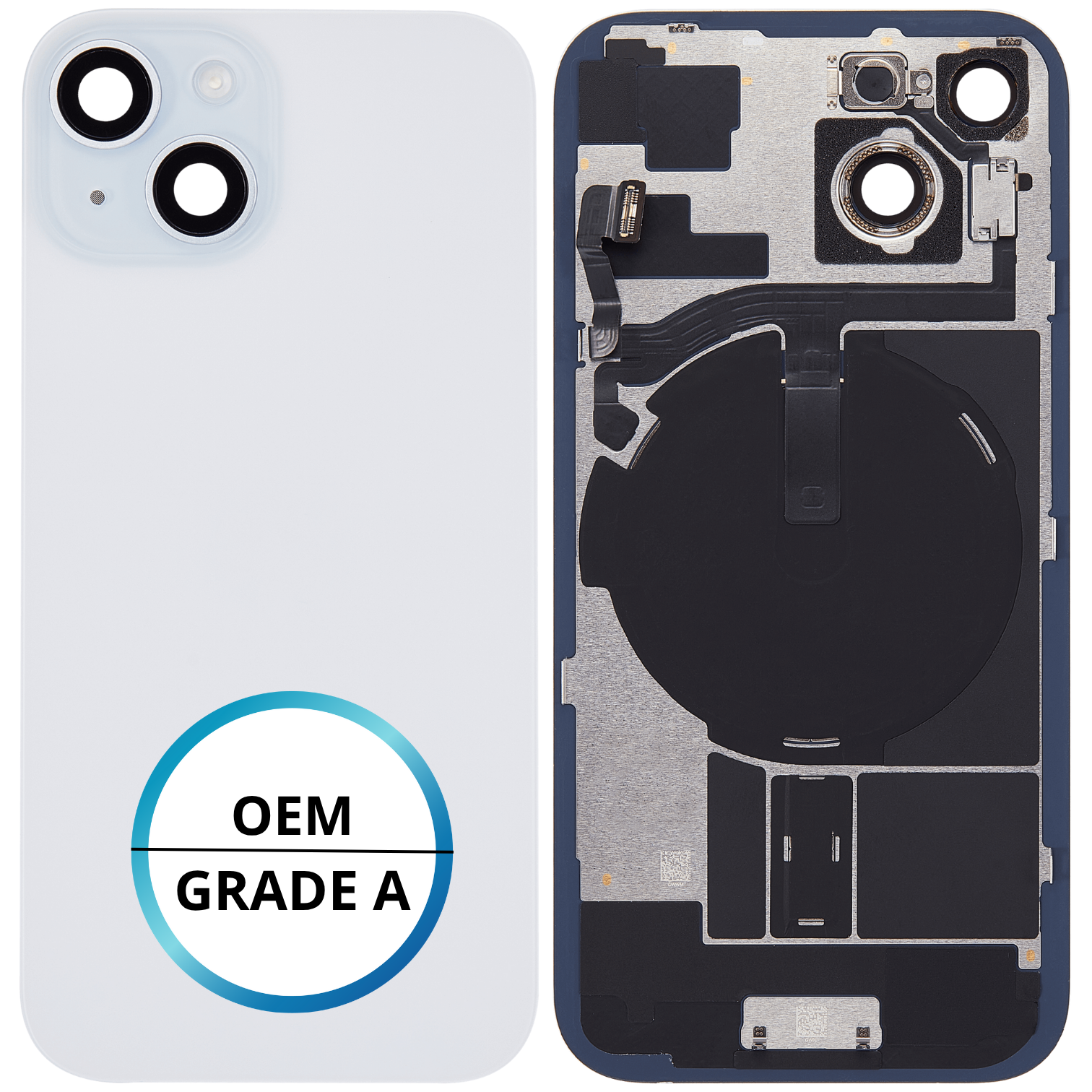 Vitre arrière assemblée - iPhone 15 Bleu - NFC + FLASH (ORIGINAL PULLED GRADE A)