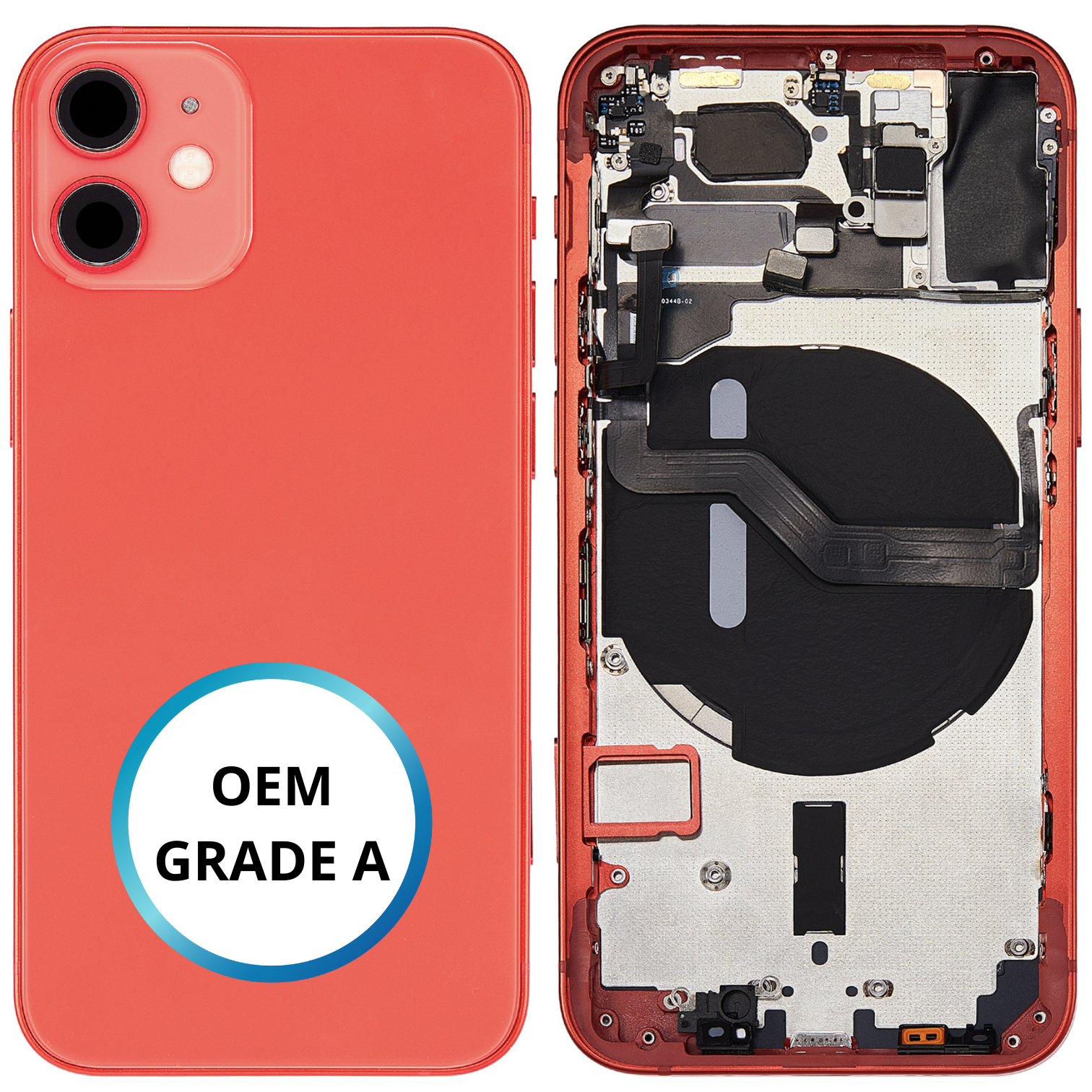 Châssis arrière - iPhone 12 Mini - Rouge - Avec composants (ORIGINAL GRADE A)