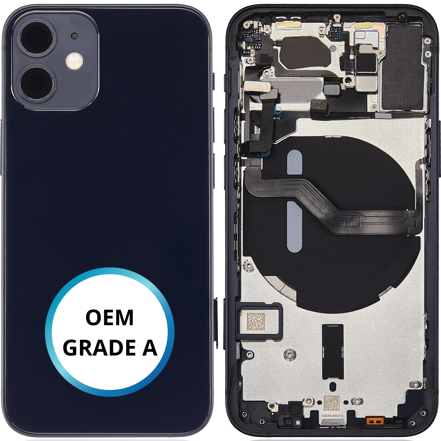 Châssis arrière - iPhone 12 Mini - Noir - Avec composants (ORIGINAL GRADE A)