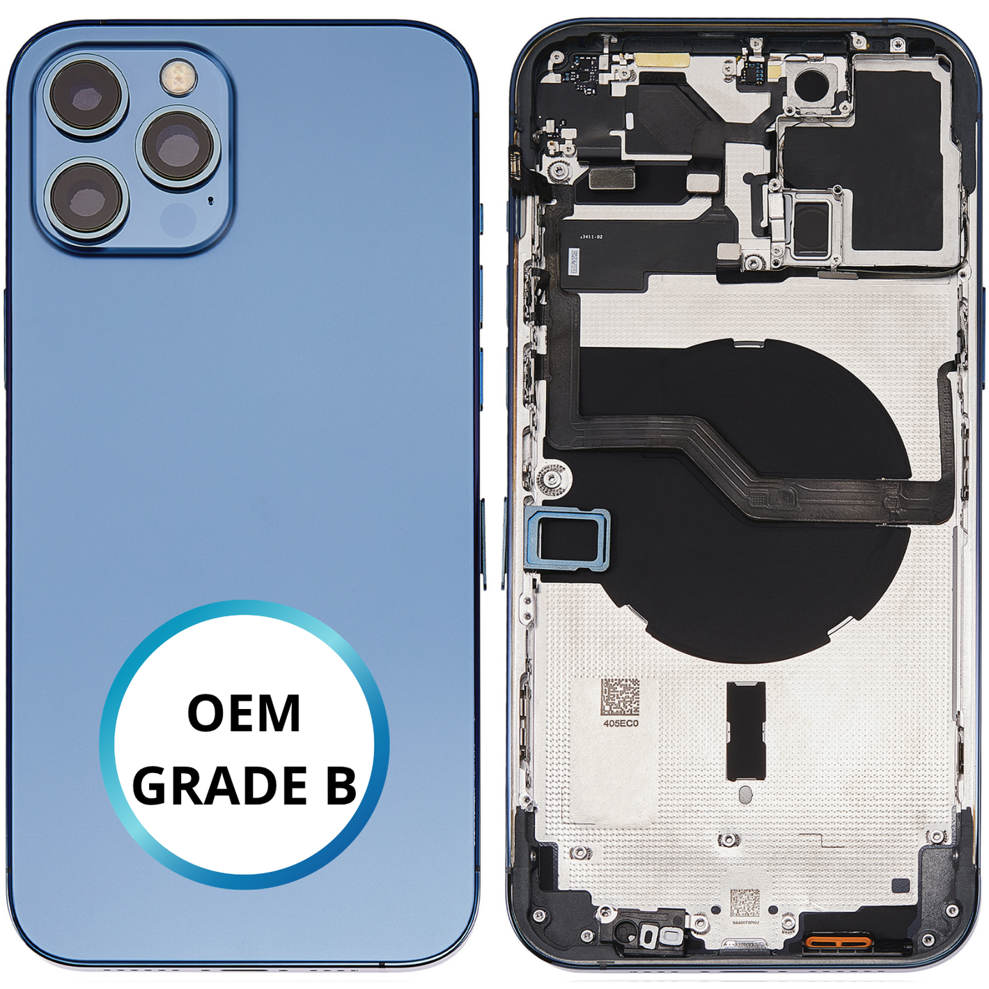 Châssis arrière - iPhone 12 Pro Max - Bleu - Avec composants (ORIGINAL GRADE B)