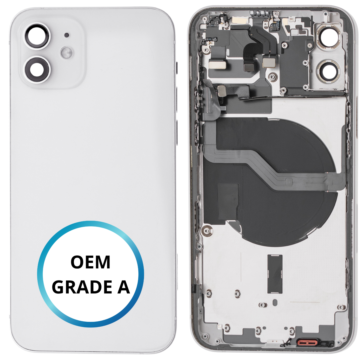 Châssis arrière - iPhone 12 - Blanc - Avec composants (ORIGINAL GRADE A)