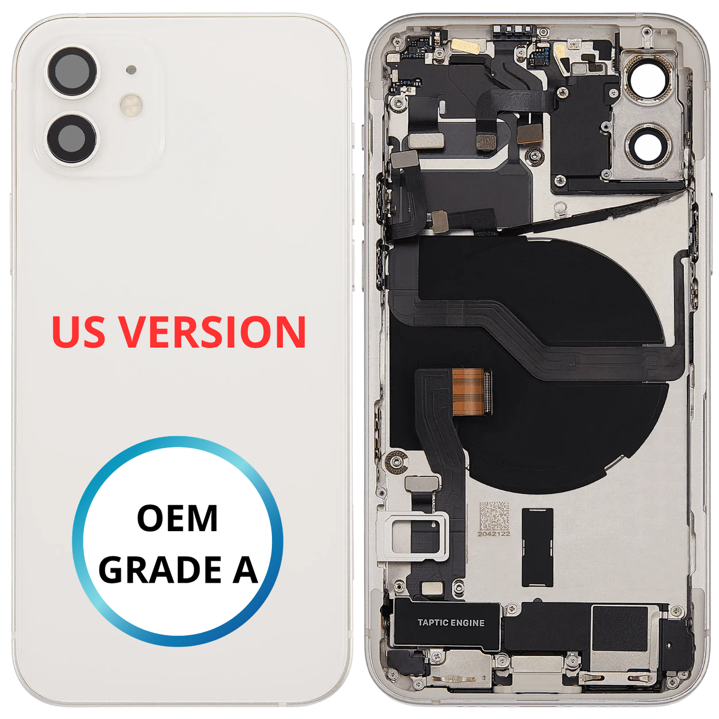 Châssis arrière - iPhone 12 US VERSION - Blanc | Complet avec composants (ORIGINAL GRADE A)