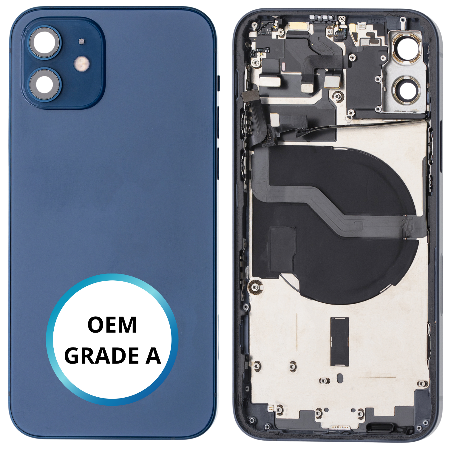 Châssis arrière - iPhone 12 - Bleu - Avec composants (ORIGINAL GRADE A)