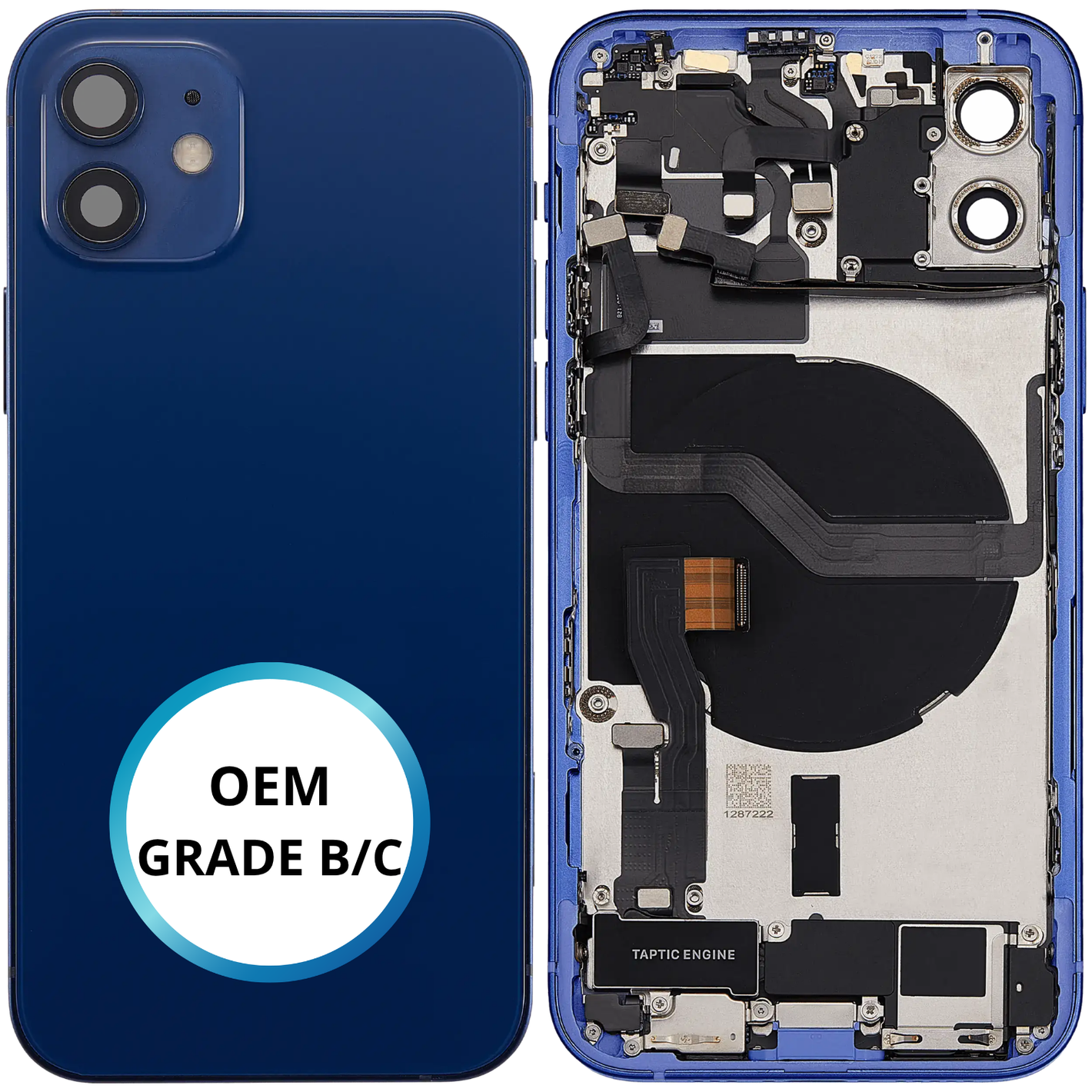 Châssis arrière - iPhone 12 - Bleu - Complet avec composants (ORIGINAL GRADE B/C)
