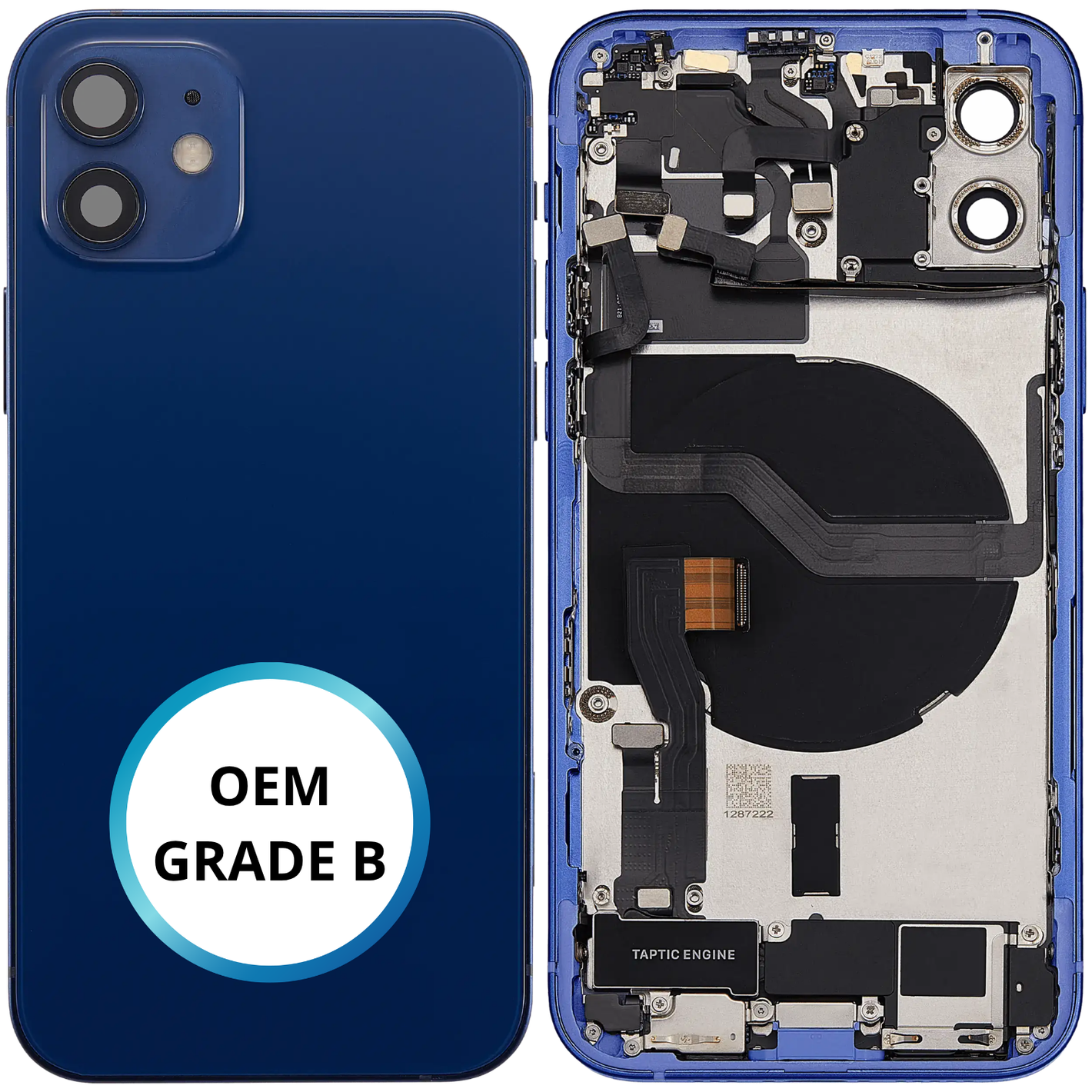 Châssis arrière - iPhone 12 - Bleu - Complet avec composants (ORIGINAL GRADE B)