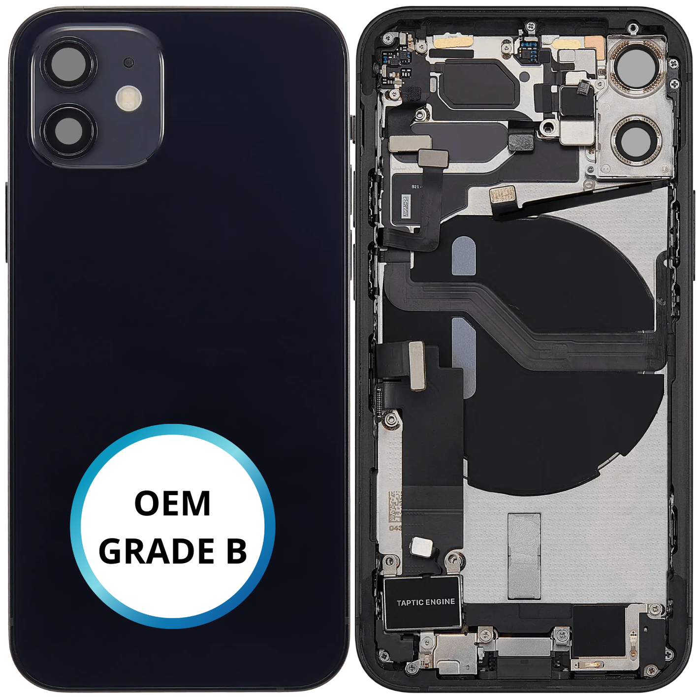Châssis arrière - iPhone 12 Mini - Noir - Complet avec composants (ORIGINAL GRADE B)
