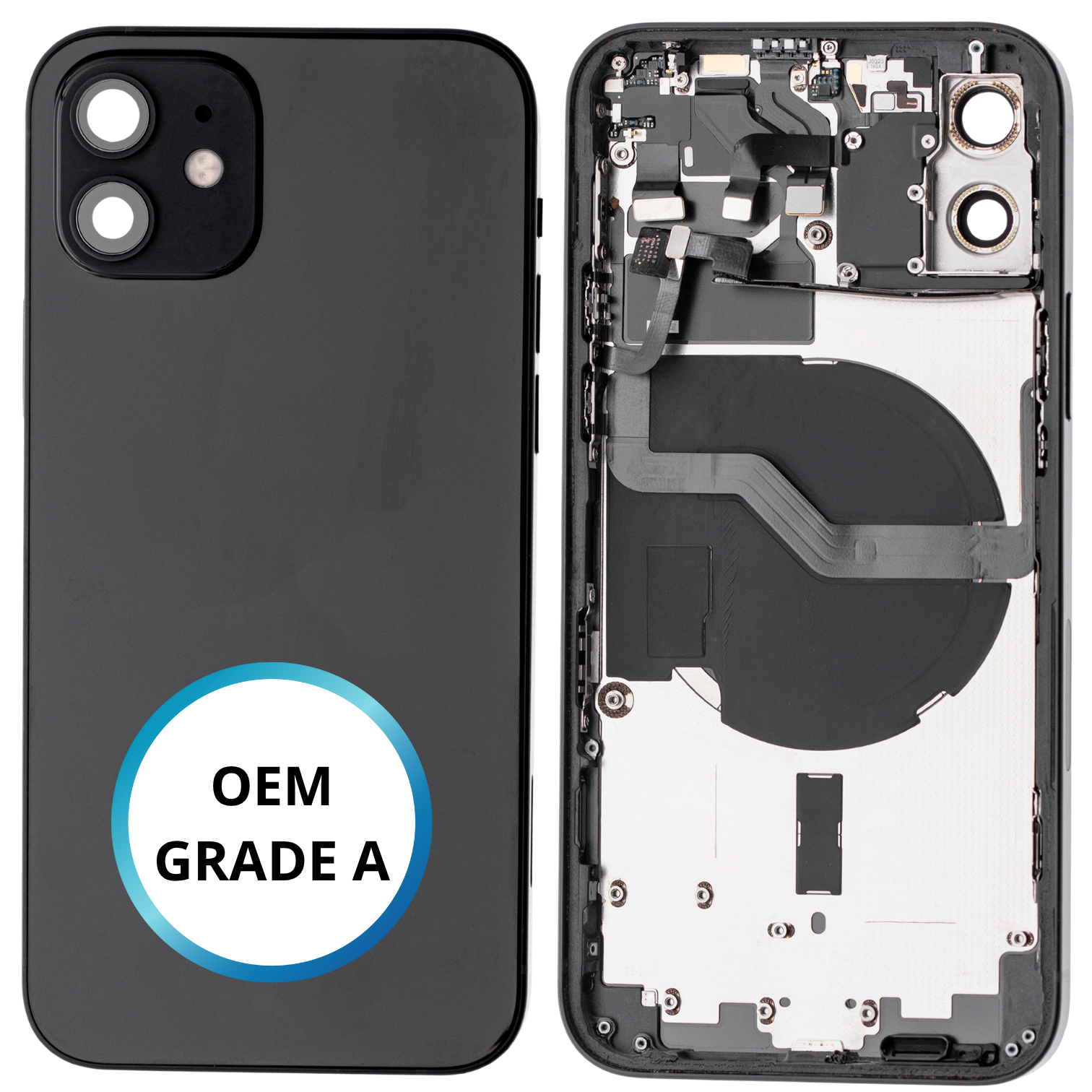 Châssis arrière - iPhone 12 - Noir - Avec composants (ORIGINAL GRADE A)