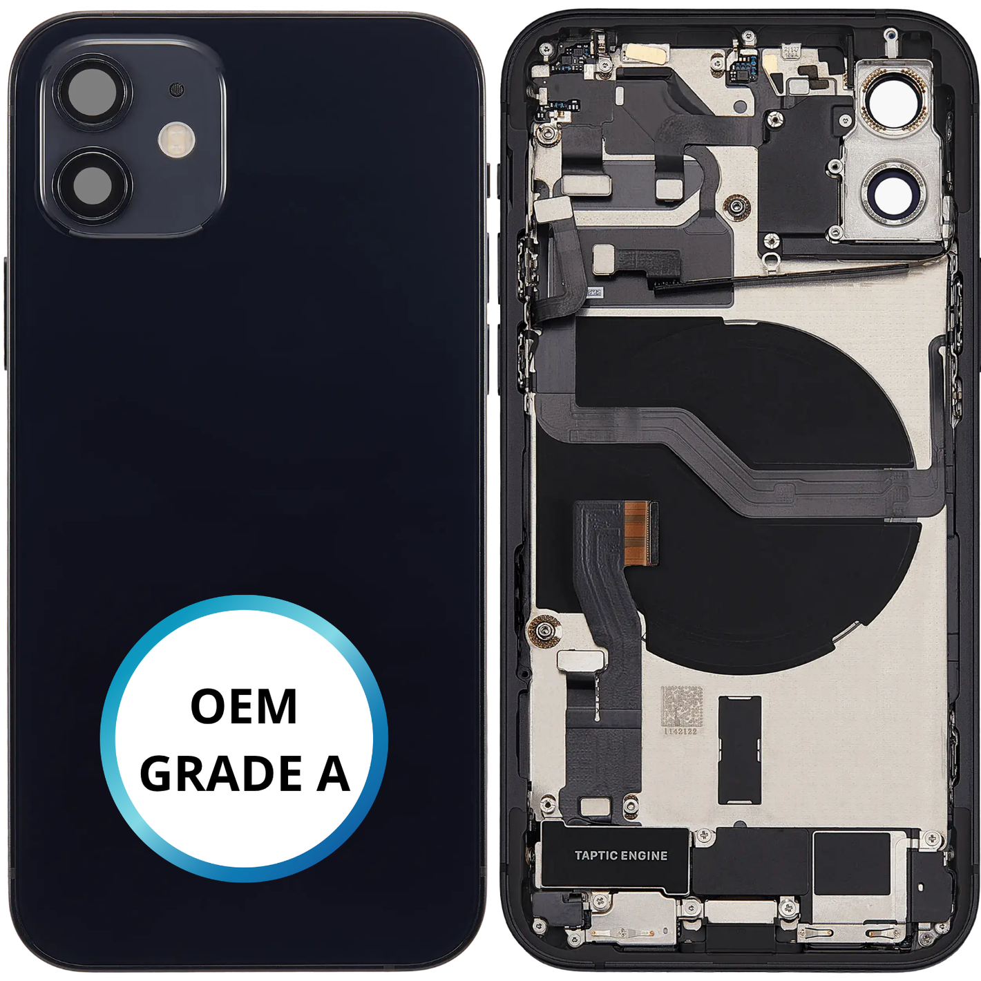 Châssis arrière - iPhone 12 - Noir - Complet avec composants (ORIGINAL GRADE A)