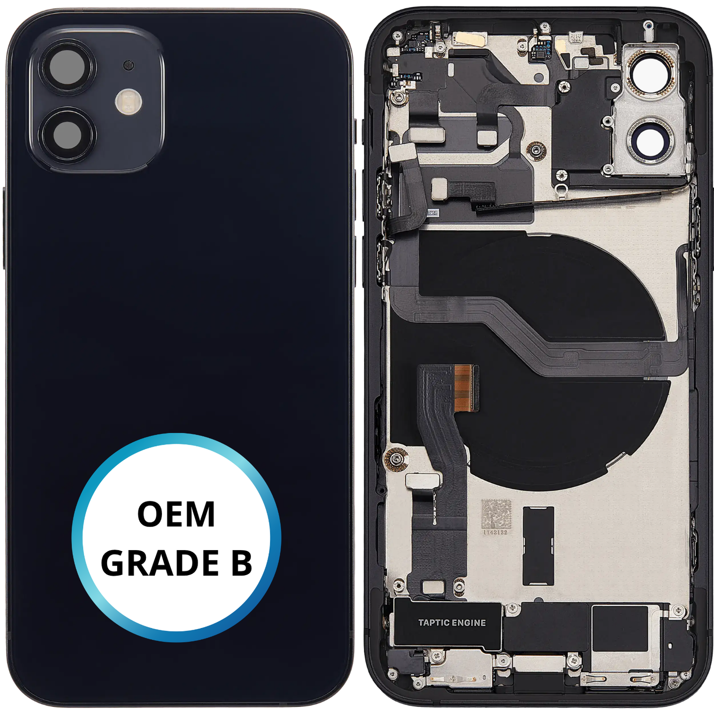 Châssis arrière - iPhone 12 - Noir - Complet avec composants (ORIGINAL GRADE B)