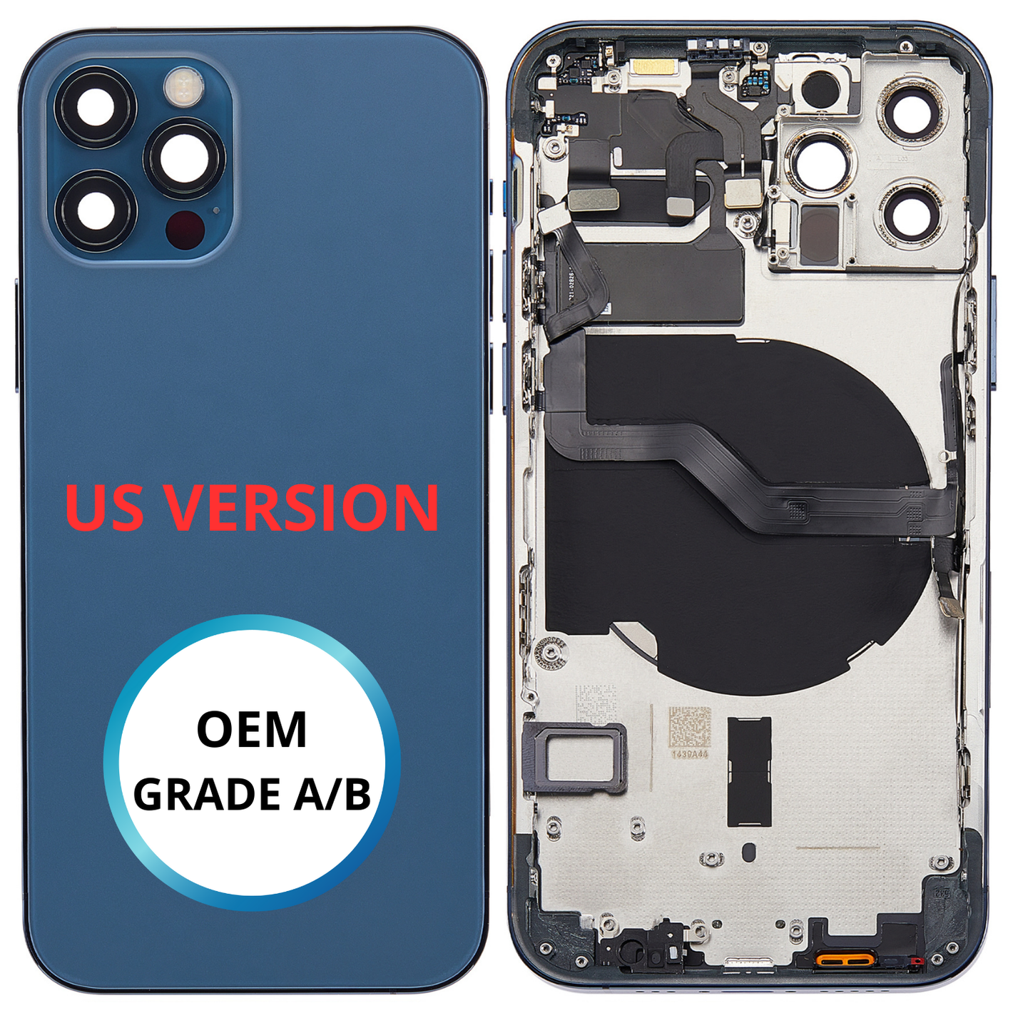 Châssis arrière - iPhone 12 Pro US VERSION - Bleu - Avec composants (ORIGINAL GRADE A/B)