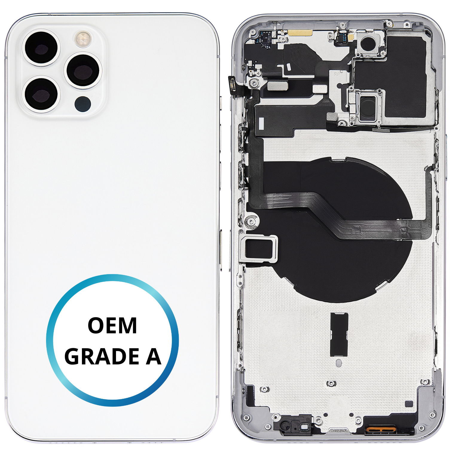 Châssis arrière - iPhone 12 ProMax - Blanc - Avec composants (ORIGINAL GRADE A)