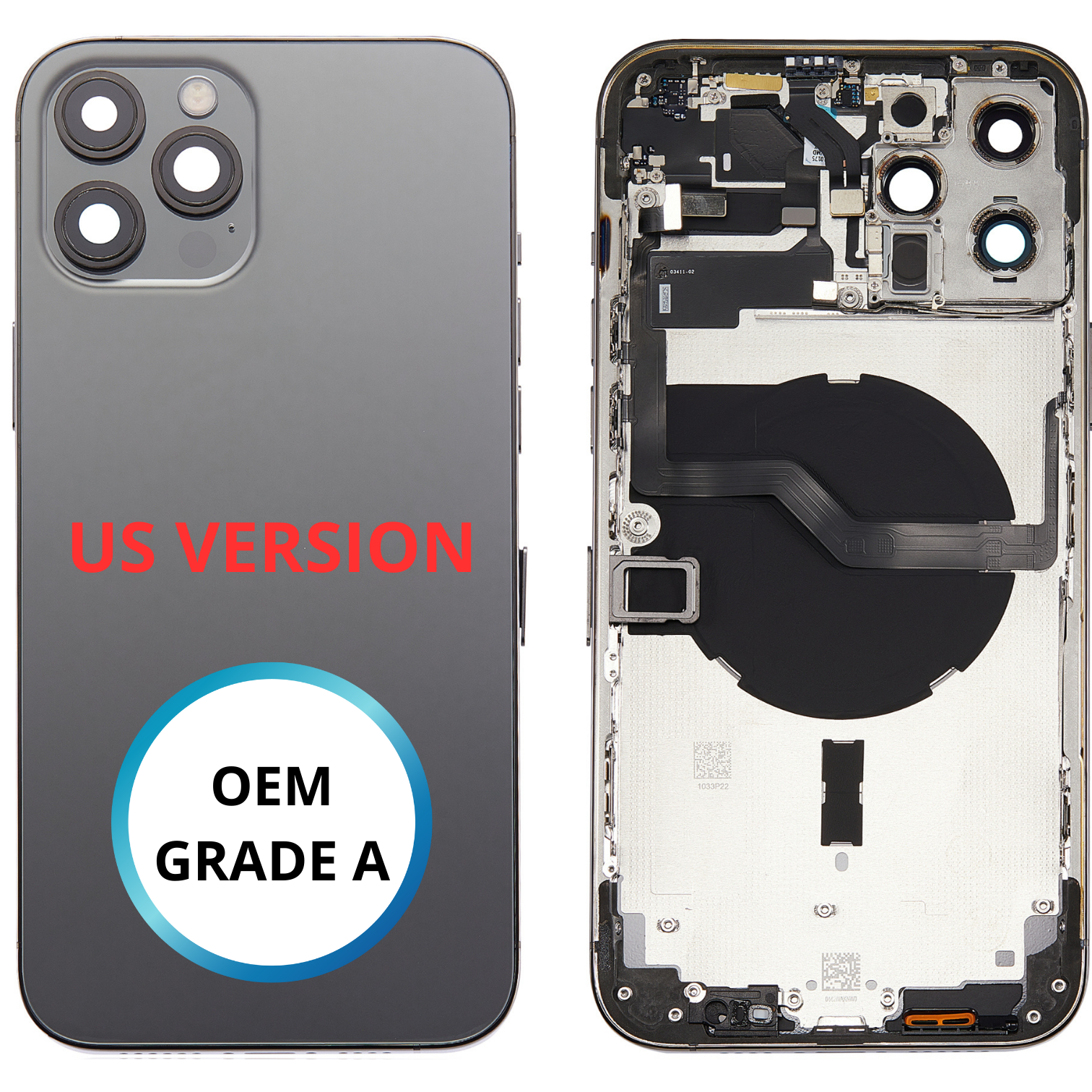 Châssis arrière - iPhone 12 ProMax US VERSION - Graphite - Avec composants (ORIGINAL GRADE A)