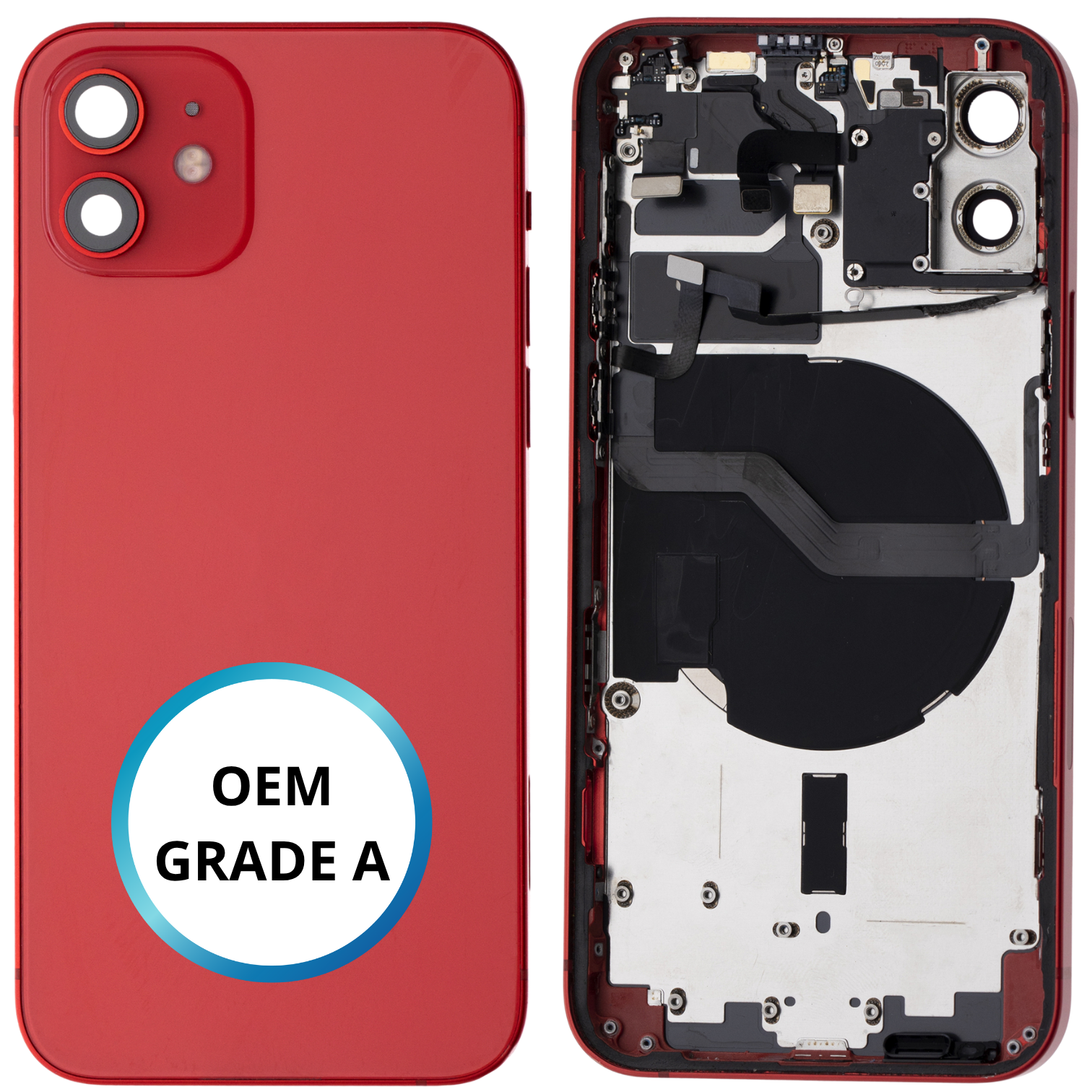 Châssis arrière - iPhone 12 - Rouge - Avec composants (ORIGINAL GRADE A)