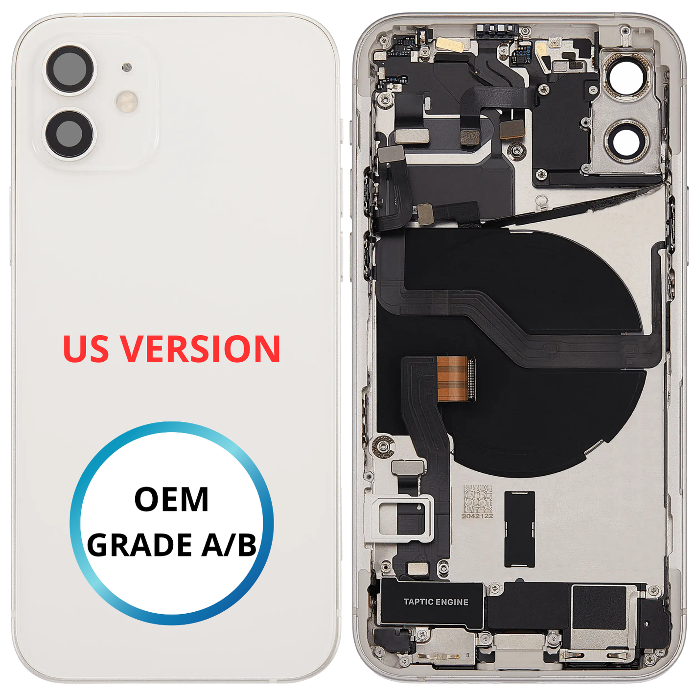 Châssis arrière - iPhone 12 US VERSION - Blanc | Complet avec composants (ORIGINAL GRADE A/B)