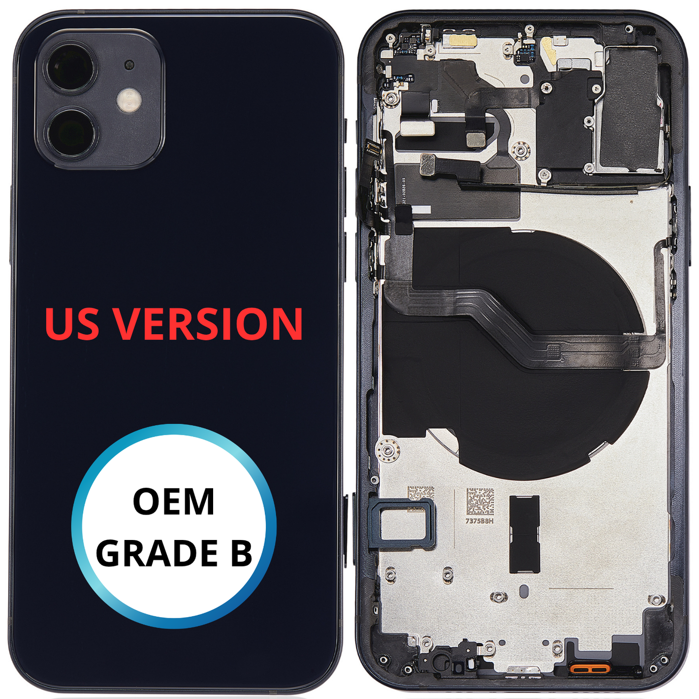 Châssis arrière - iPhone 12 US VERSION - Noir | Avec composants (ORIGINAL GRADE B)