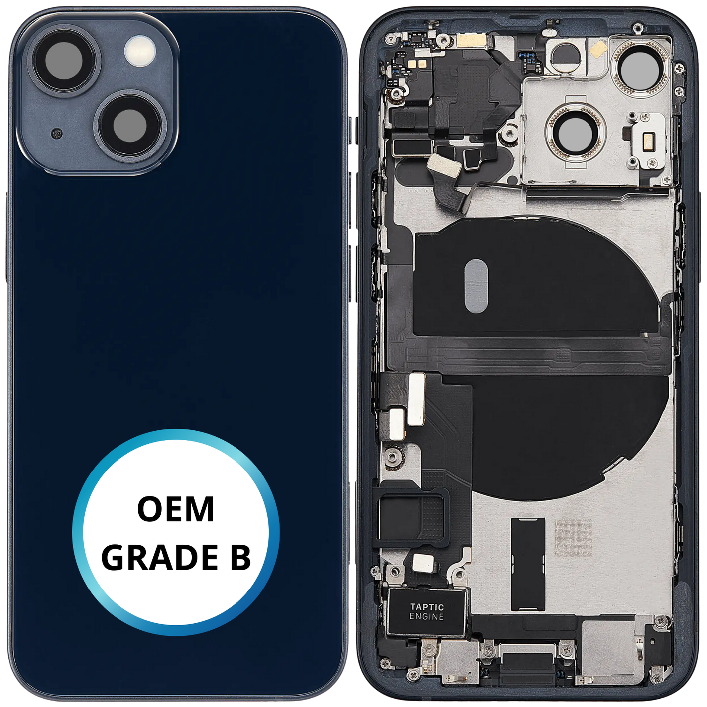 Châssis arrière - iPhone 13 Mini - Noir Minuit - Complet avec composants (ORIGINAL GRADE B)