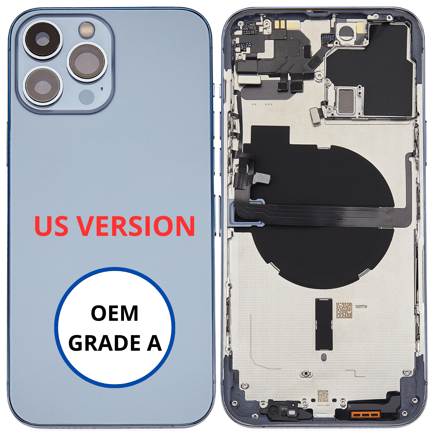 Châssis arrière - iPhone 13 ProMax US VERSION - Bleu - Avec composants (ORIGINAL GRADE A)