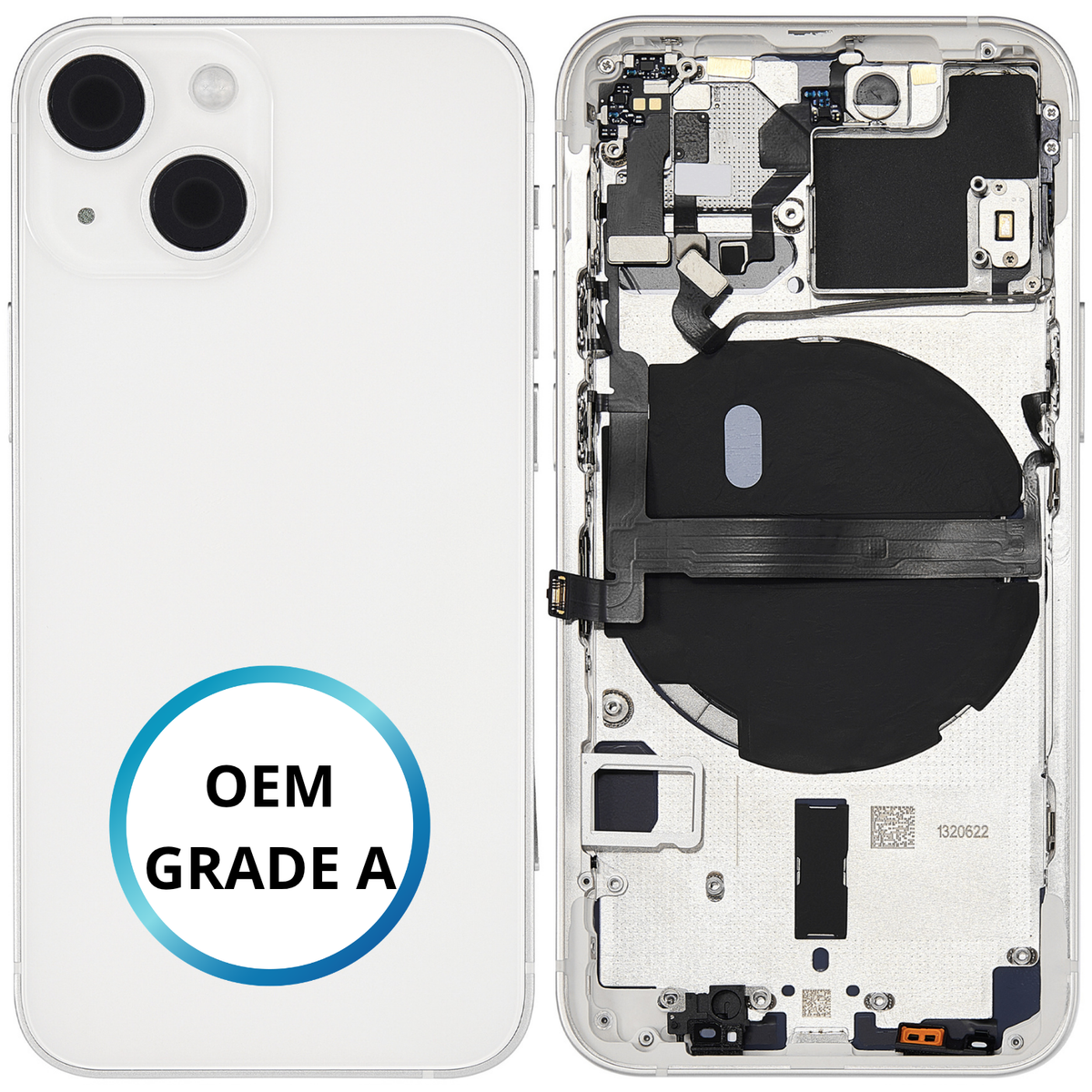 Châssis arrière - iPhone 13 Mini - Blanc - Avec composants (ORIGINAL GRADE A)