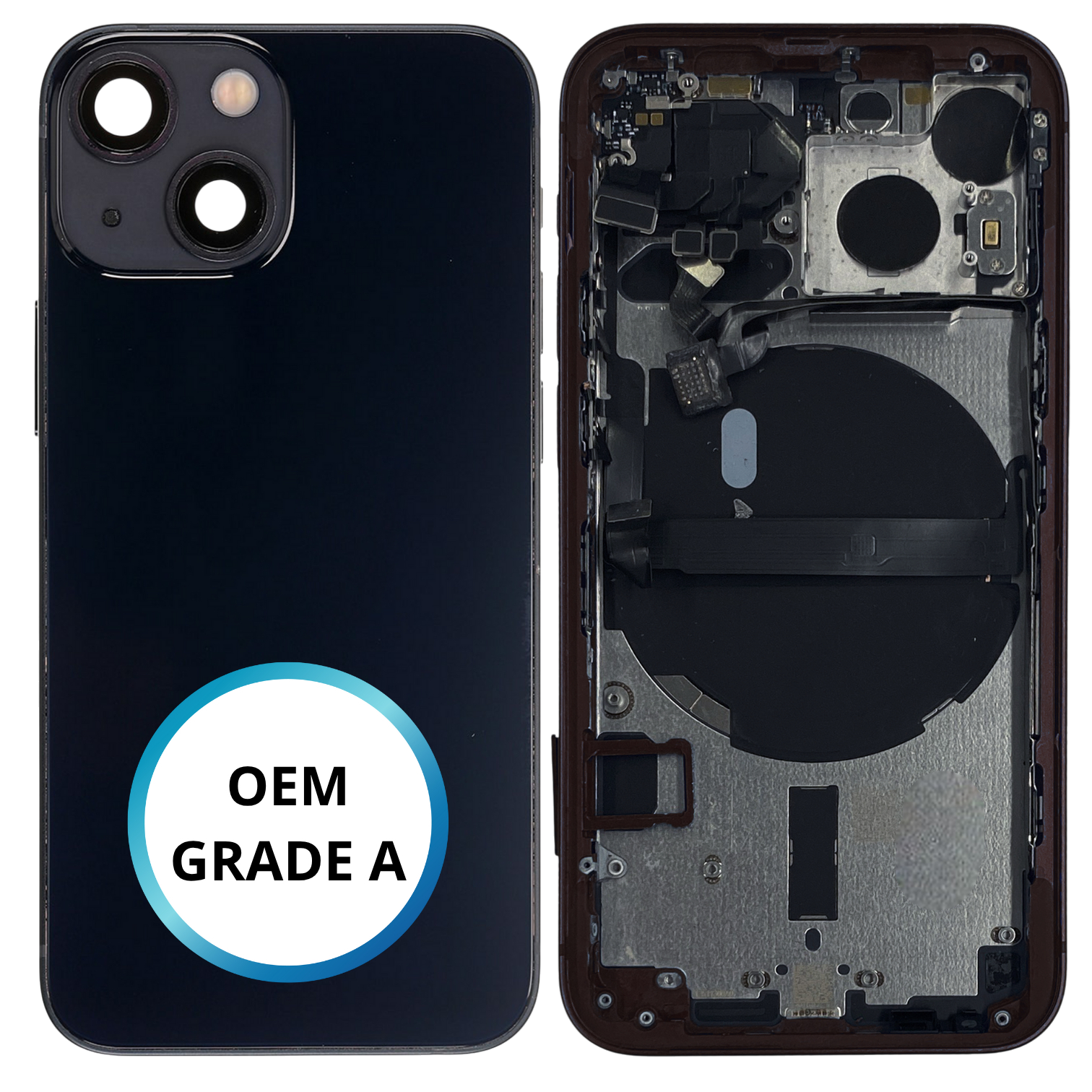 Châssis arrière - iPhone 13 Mini - Noir Minuit - Avec composants (ORIGINAL GRADE A)