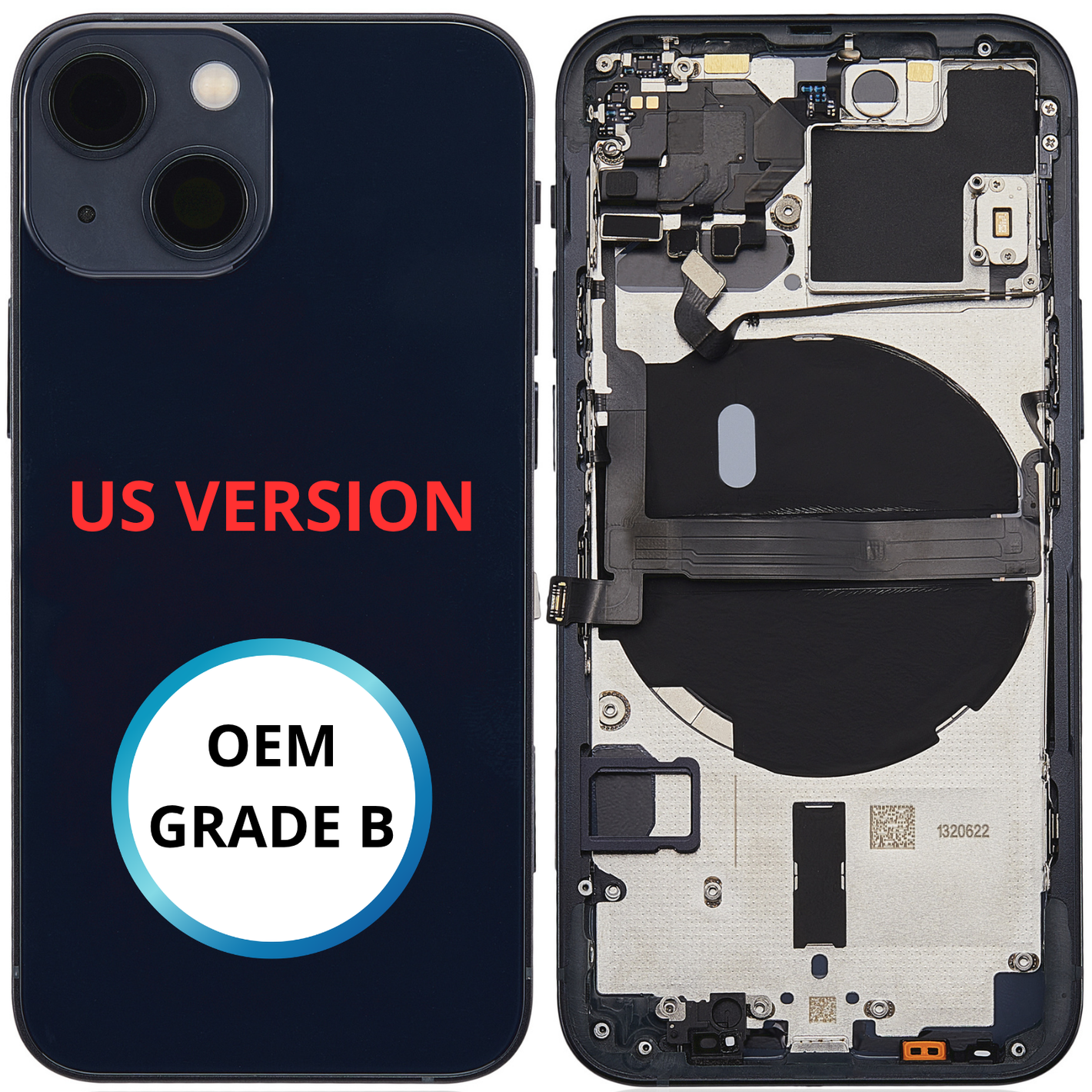 Châssis arrière - iPhone 13 Mini - US VERSION - Noir | Avec composants (ORIGINAL GRADE B)