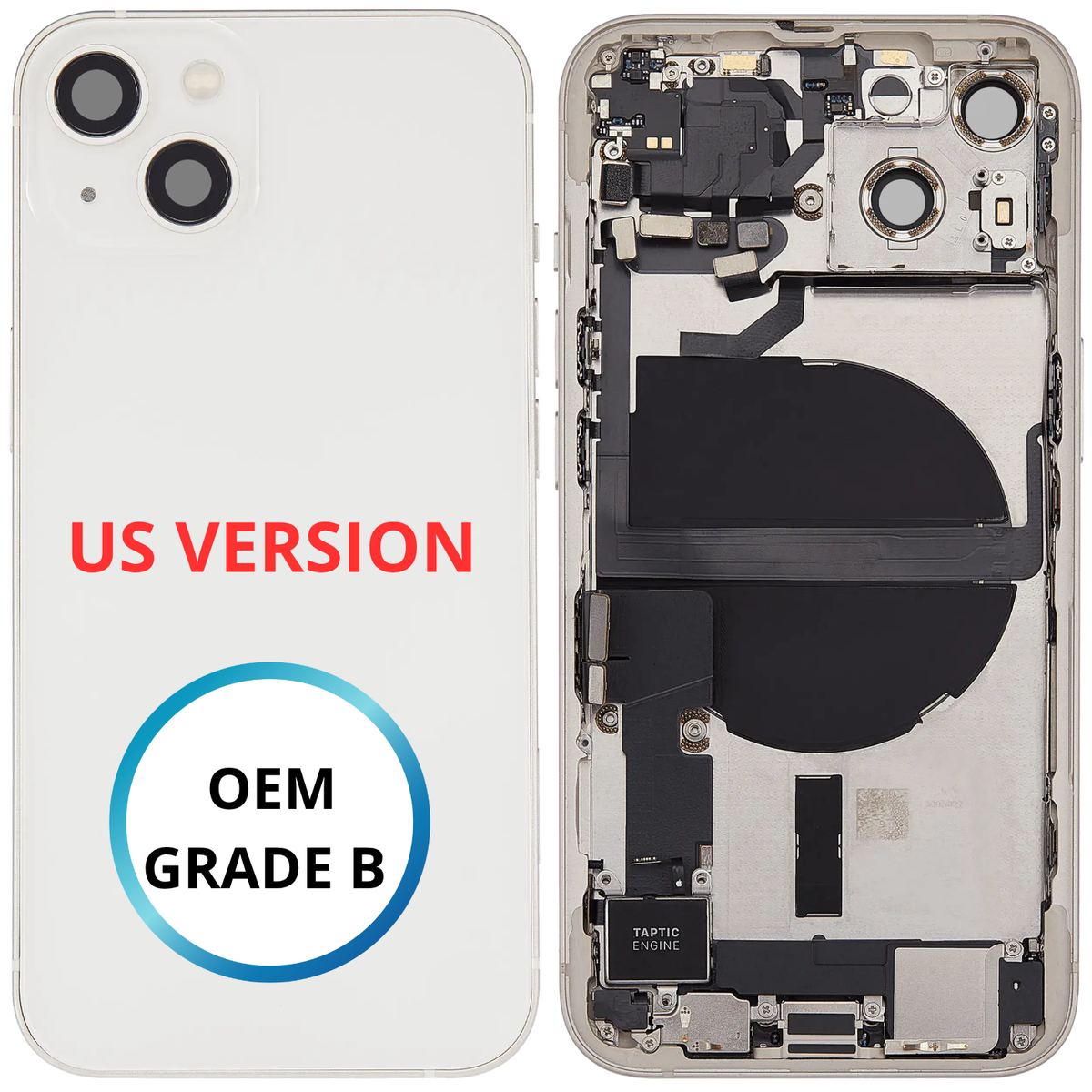 Châssis arrière - iPhone 13 US VERSION - Blanc | Complet avec composants (ORIGINAL GRADE B)