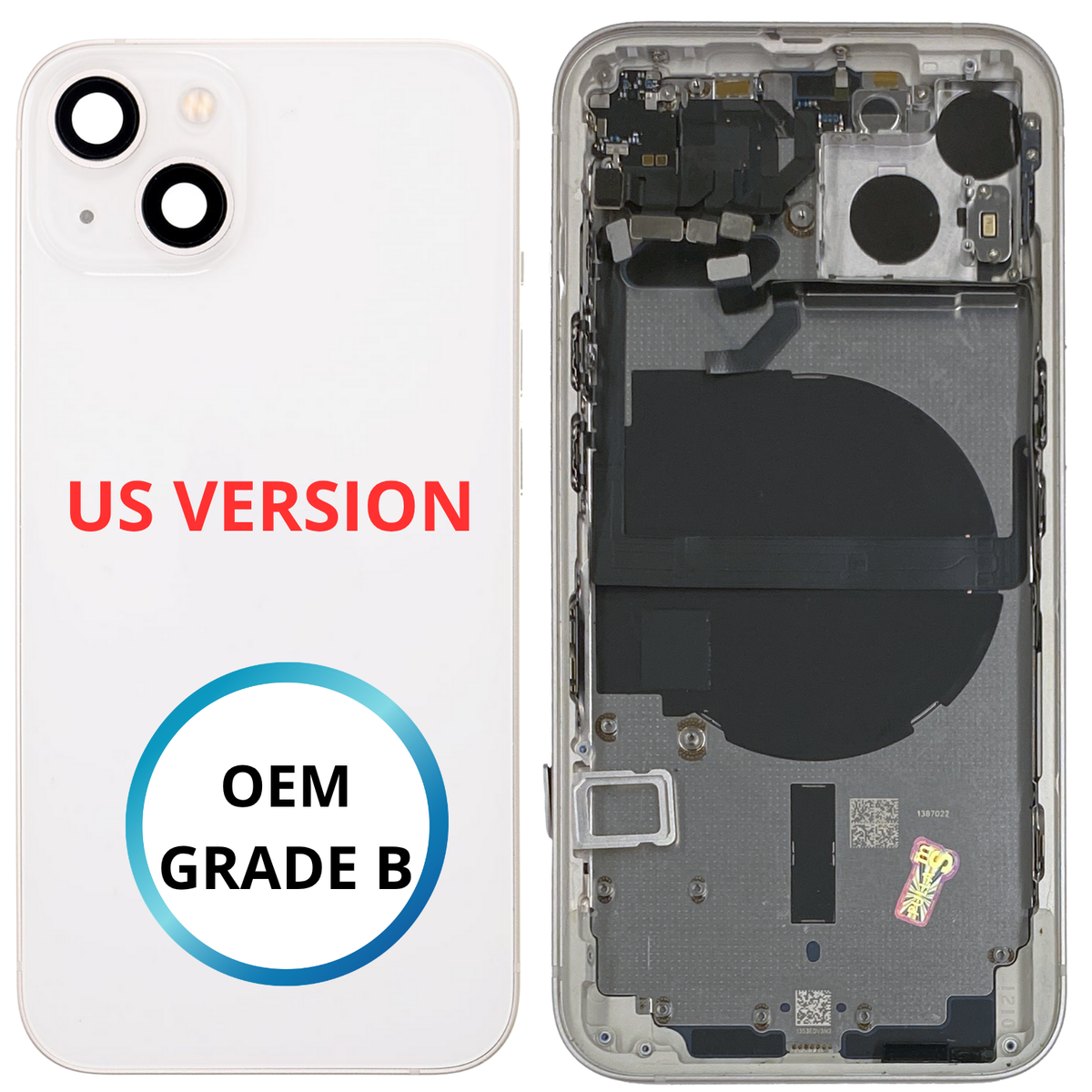 Châssis arrière - iPhone 13 US VERSION - Blanc | Avec composants (ORIGINAL GRADE B)
