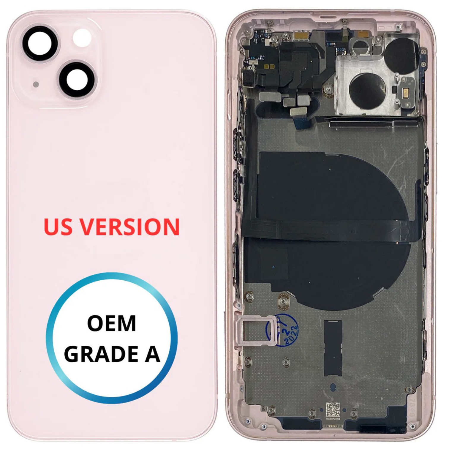 Châssis arrière - iPhone 13 US VERSION - Rose - Avec composants (ORIGINAL GRADE A)