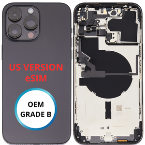 Châssis arrière - iPhone 14 ProMax - eSIM US VERSION - Noir | Avec composants (ORIGINAL GRADE B)