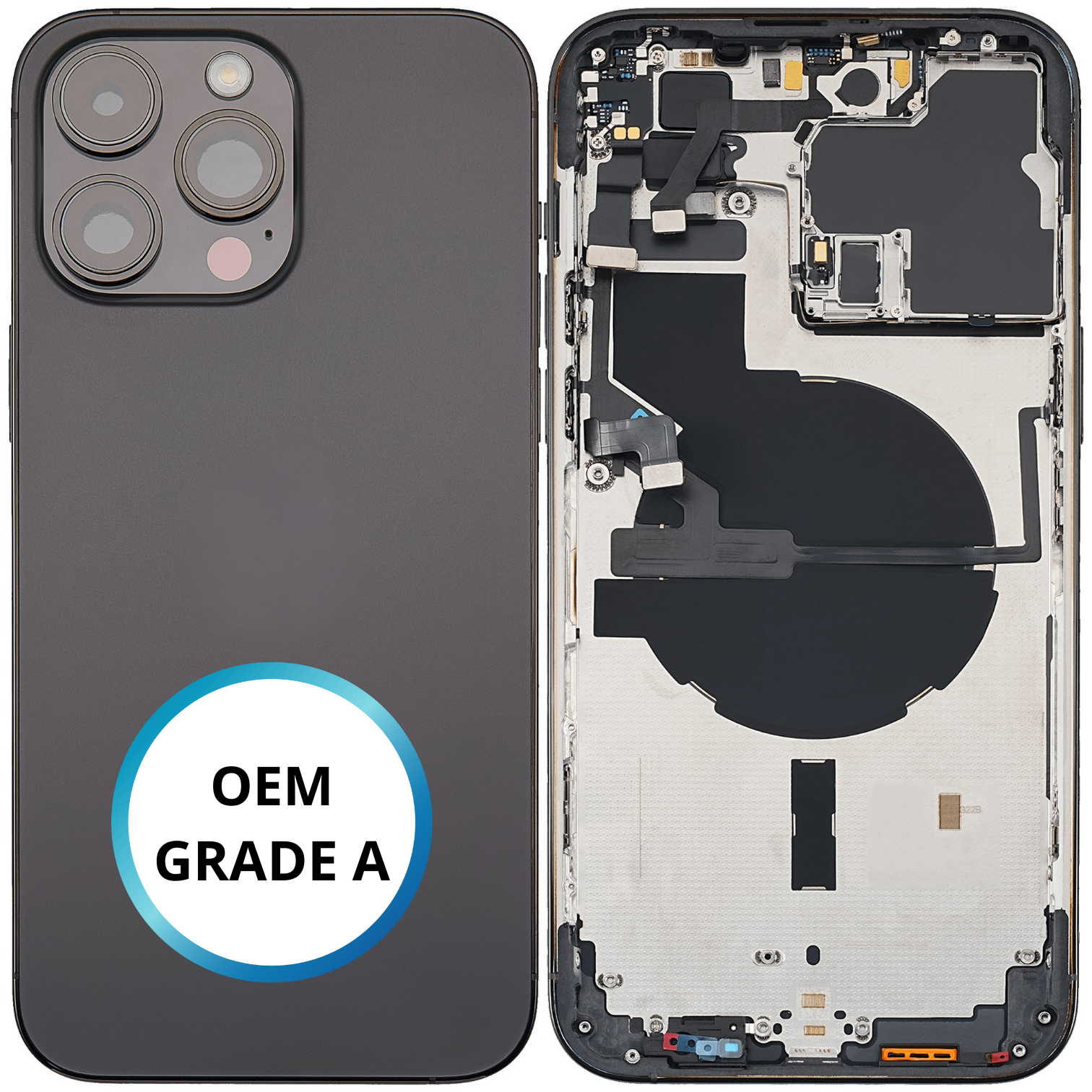 Châssis arrière - iPhone 14 ProMax - Noir - Avec composants (ORIGINAL GRADE A)