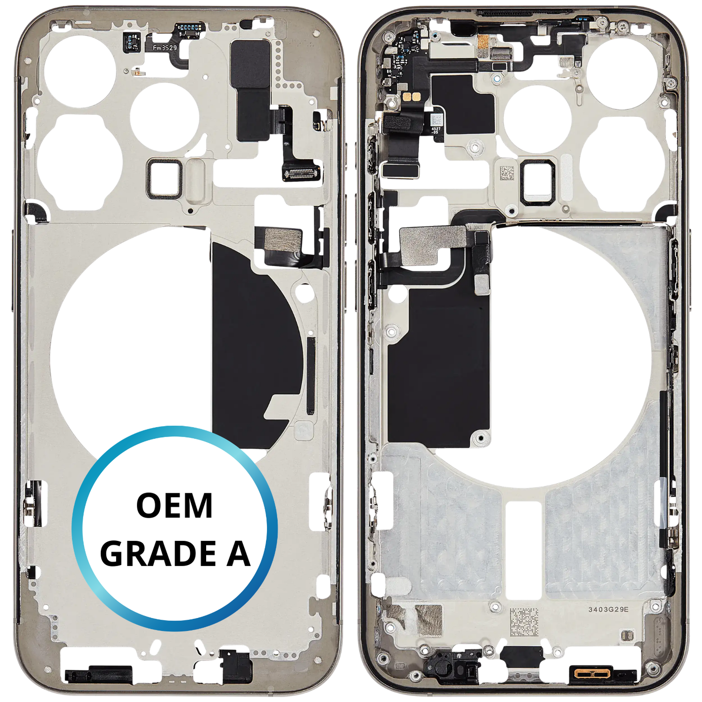 Châssis intermédiaire - iPhone 15 Pro - Titane Naturel - Avec composants (ORIGINAL GRADE A)