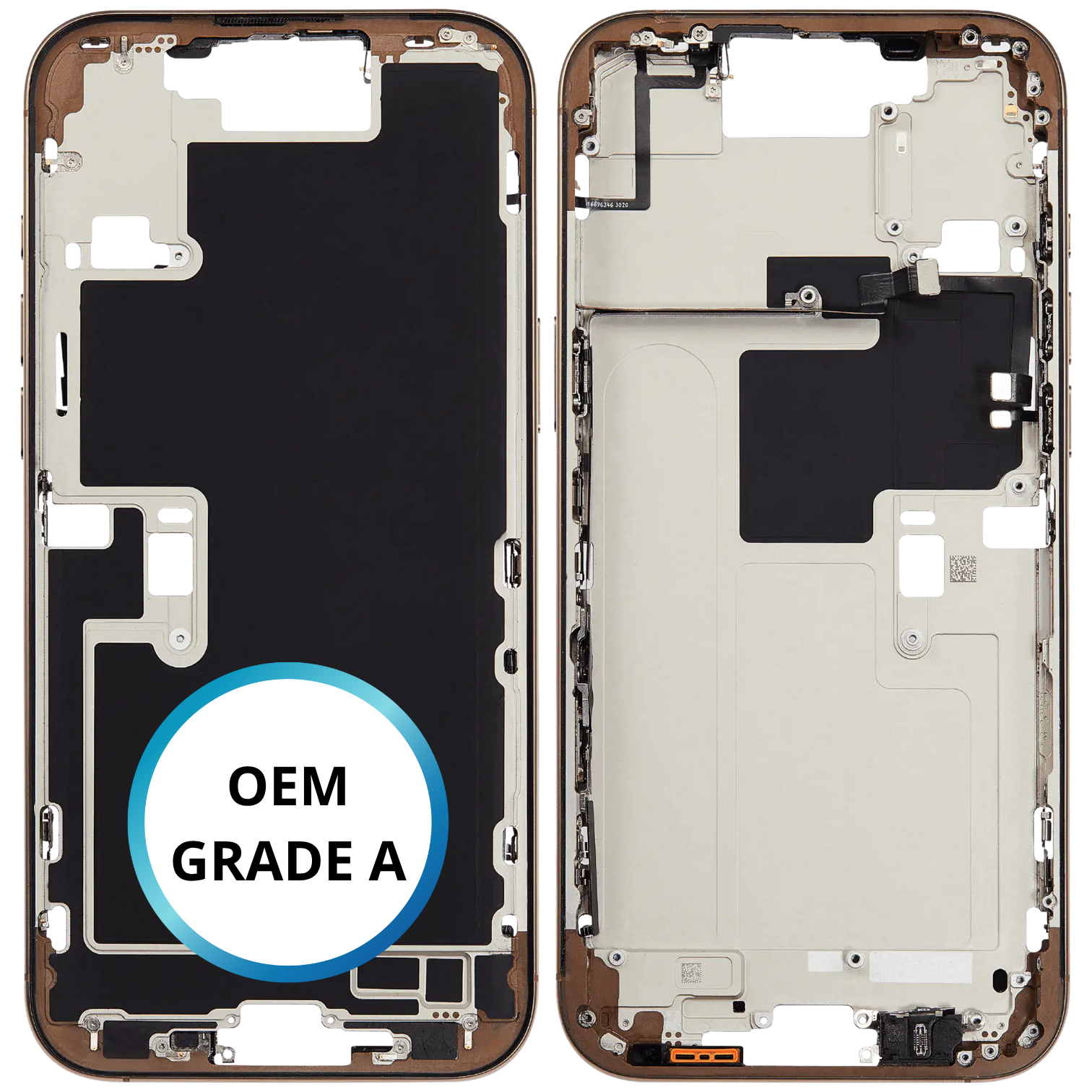 Châssis intermédiaire - iPhone 16 ProMax - Titane Sable (Gold) - Nappe power + volume (ORIGINAL GRADE A)