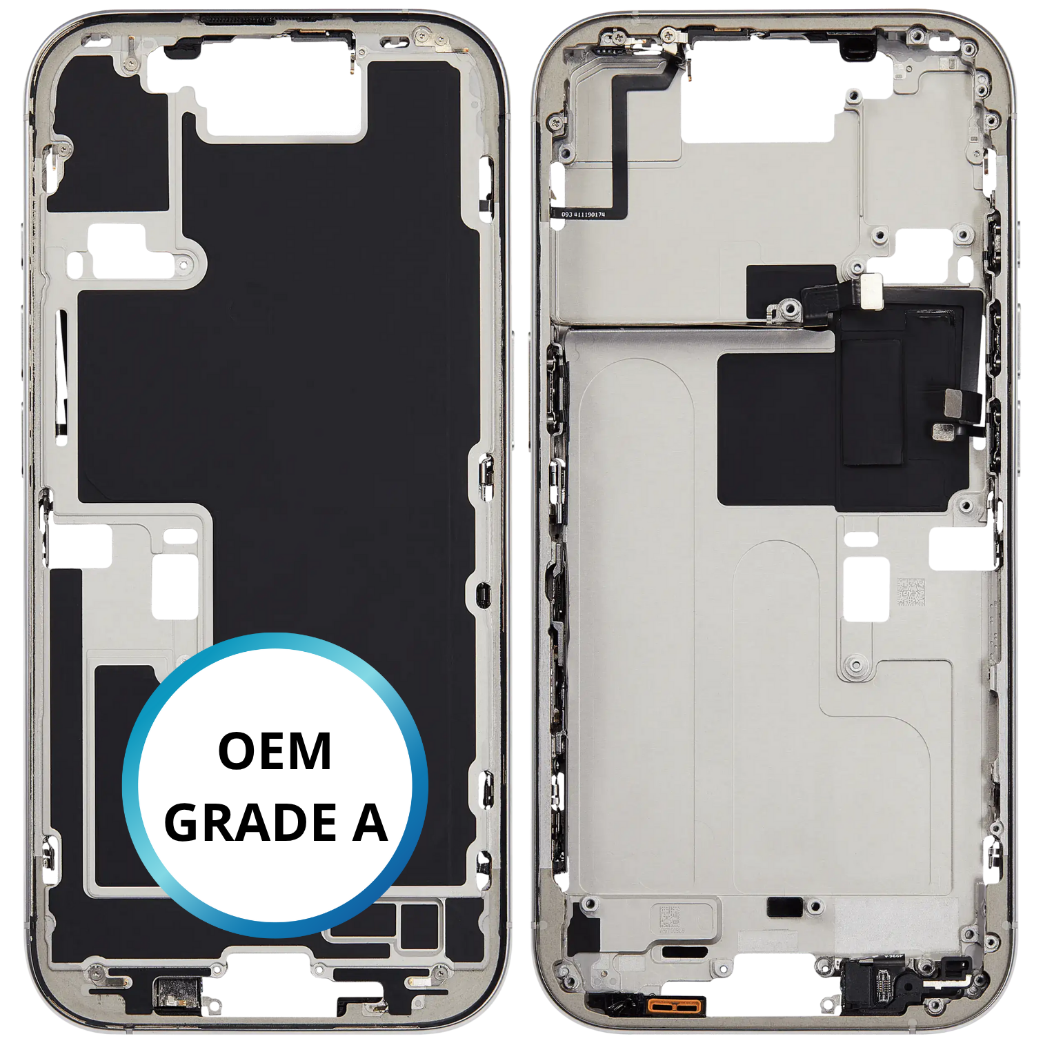 Châssis intermédiaire - iPhone 16 Pro - Titane Blanc - Nappe power + volume (ORIGINAL GRADE A)