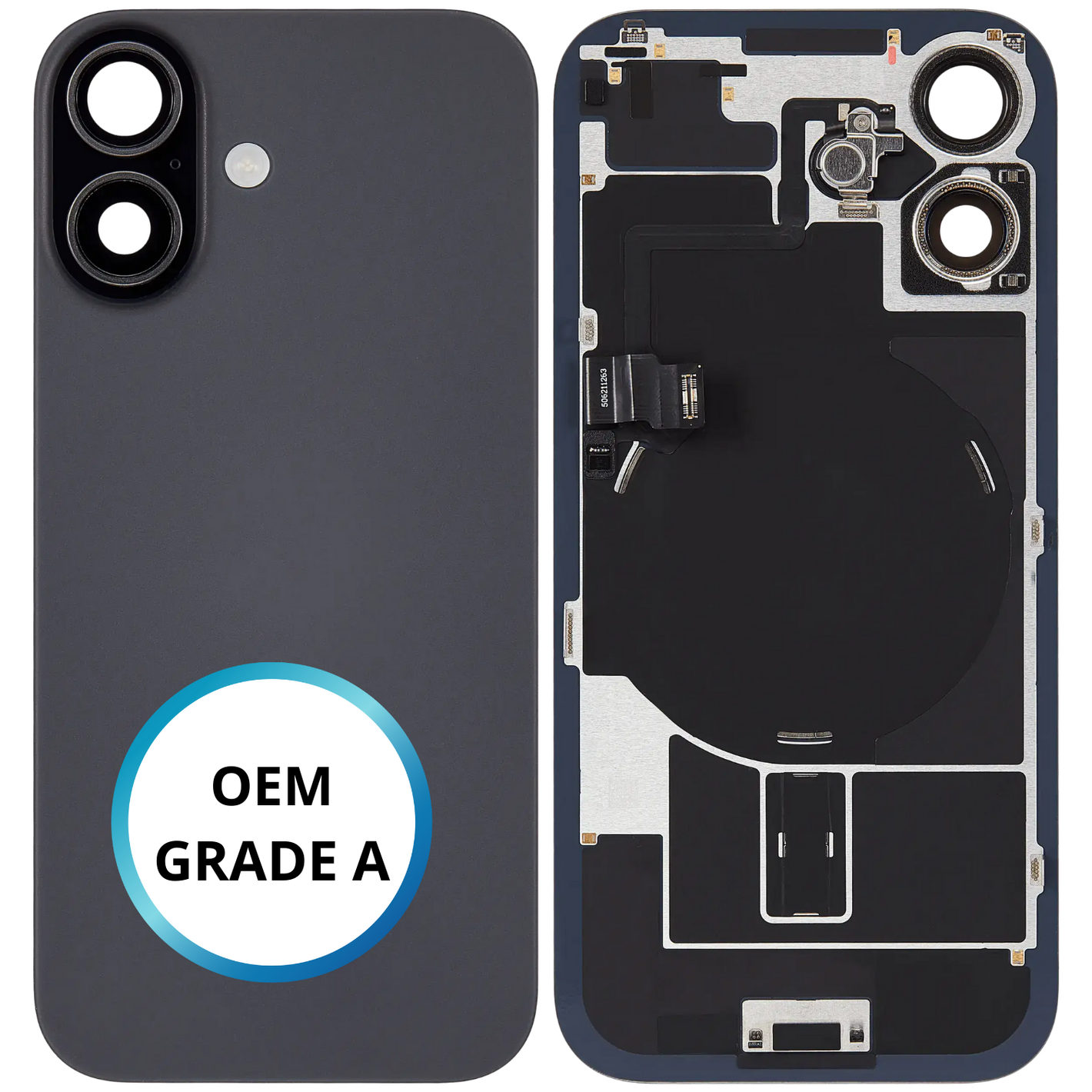 Vitre arrière assemblée - iPhone 17 - Noir | NFC + FLASH (ORIGINAL PULLED GRADE A)