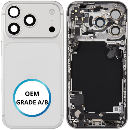 Châssis arrière - iPhone 17 Pro - Argent / Blanc | Complet avec composants (ORIGINAL GRADE A/B)