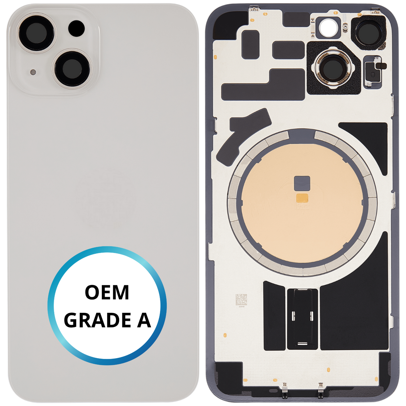 Vitre arrière assemblée - iPhone 14 - Blanc (ORIGINAL PULLED GRADE A)