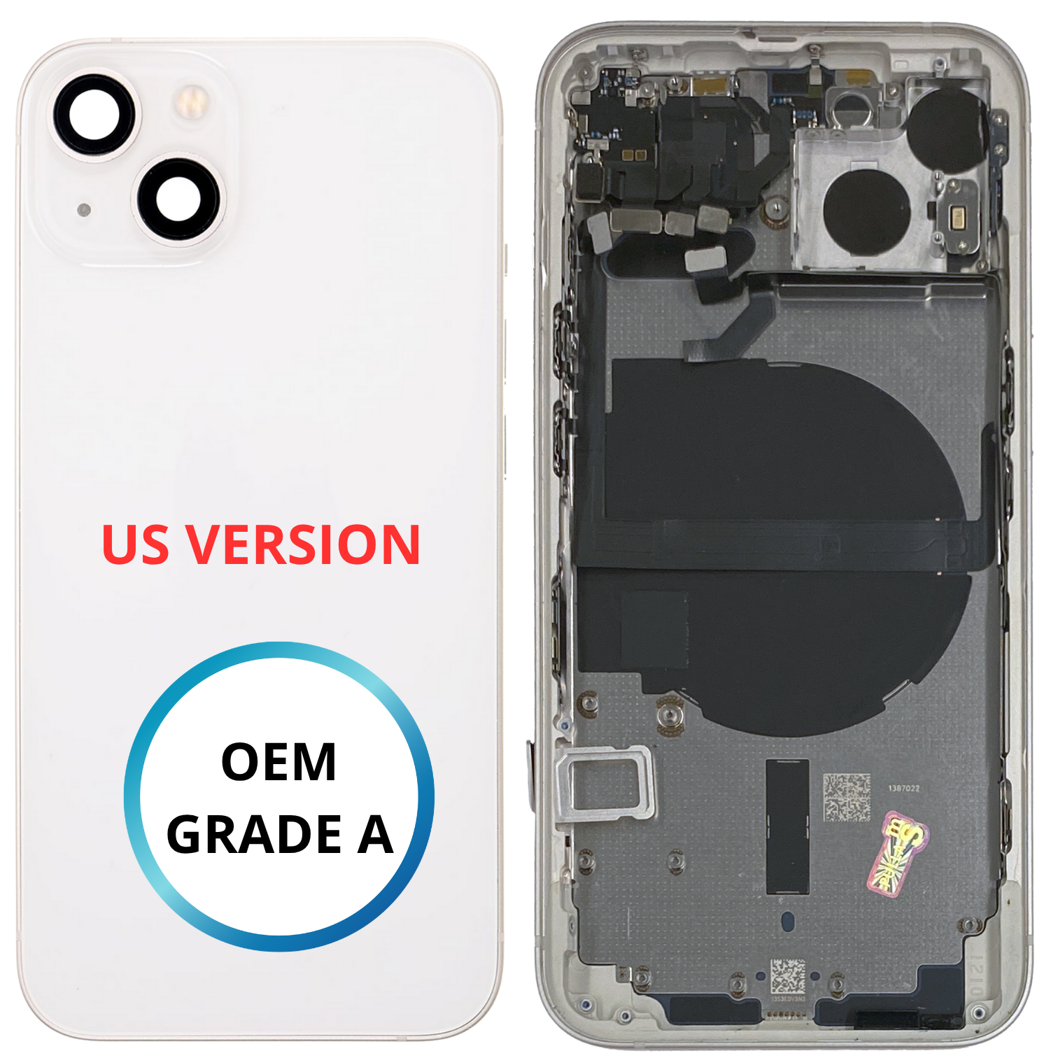 Châssis arrière - iPhone 13 US VERSION - Blanc - Avec composants (ORIGINAL GRADE A)
