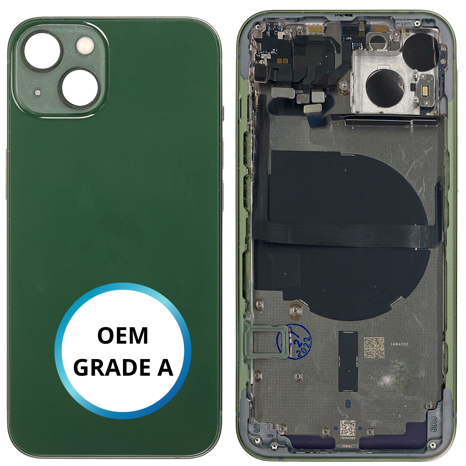 Vitre Arrière IPhone 13 Vert Alpin Avec Grand Trou - Remplacement, Neuf - Compatible IPhone 13
