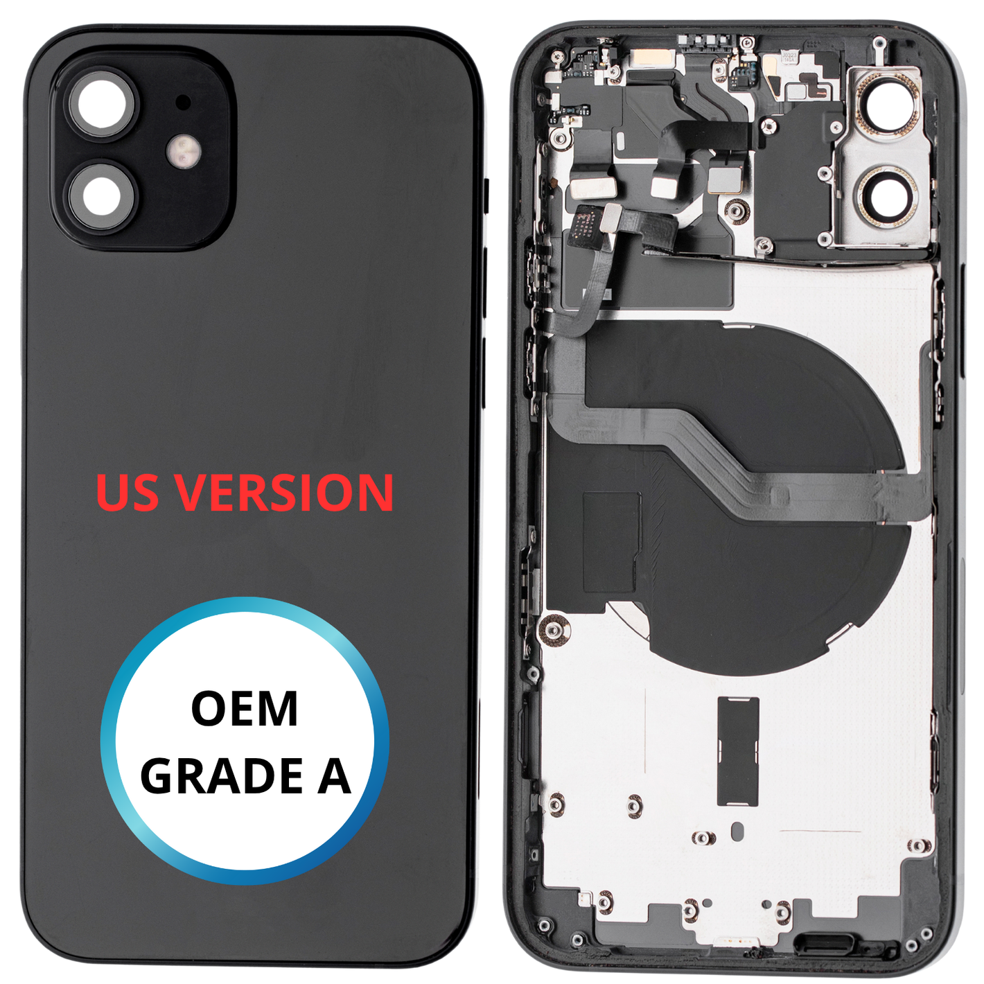 Châssis arrière - iPhone 12 US VERSION - Noir | Avec composants (ORIGINAL GRADE A)