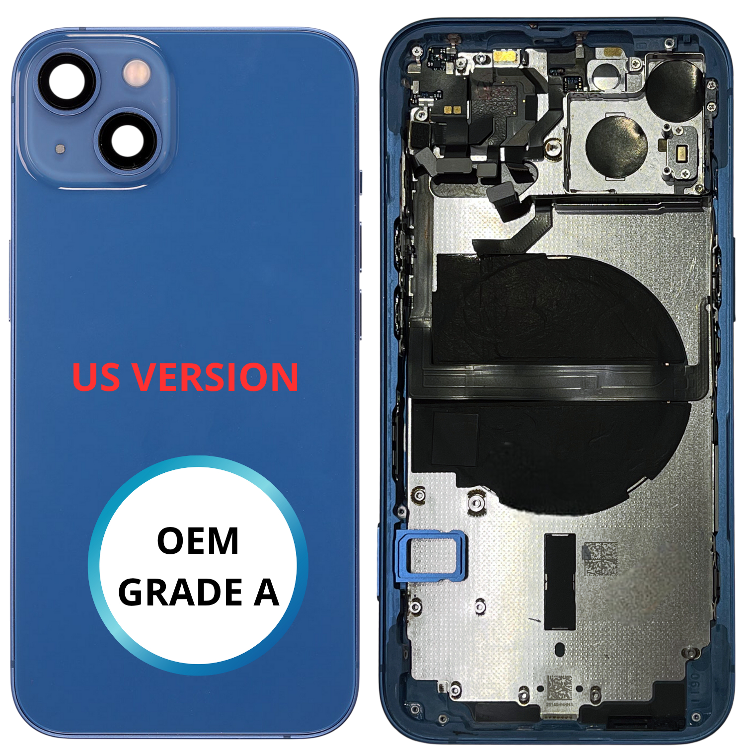 Châssis arrière - iPhone 13 US VERSION - Bleu - Avec composants (ORIGINAL GRADE A)