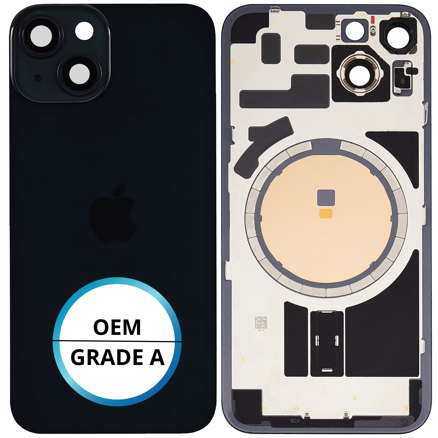 Vitre arrière assemblée - iPhone 14 Noir (ORIGINAL PULLED GRADE A)