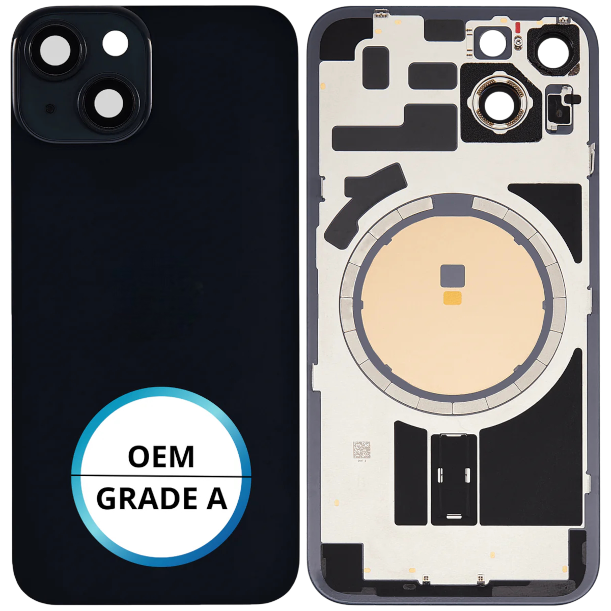 Vitre arrière assemblée - iPhone 14 - Noir (ORIGINAL PULLED GRADE A)