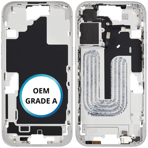 Châssis intermédiaire - iPhone 16 - Blanc - Nappe power + volume (ORIGINAL GRADE A)