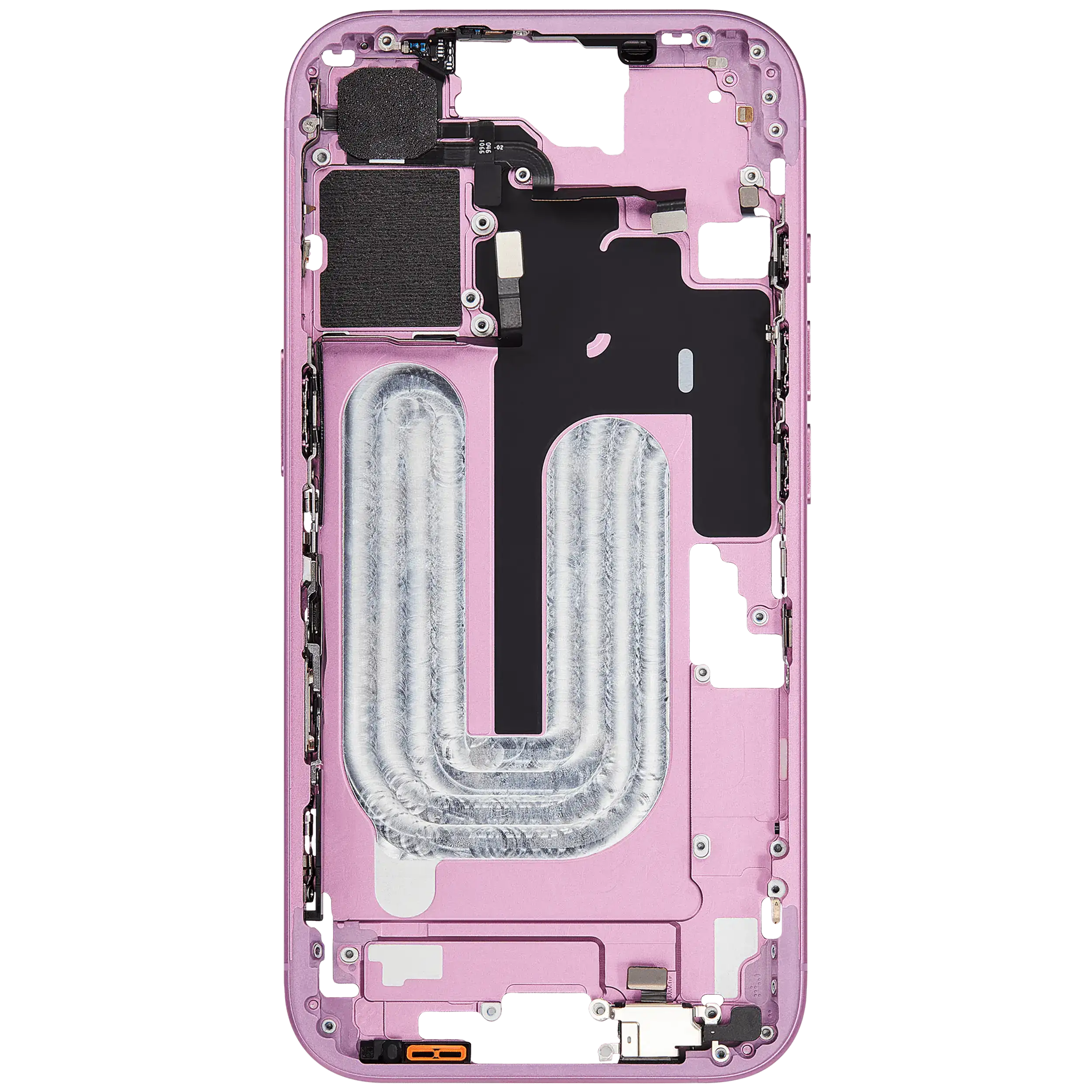 Châssis intermédiaire - iPhone 16 - Rose - Nappe power + volume (ORIGINAL GRADE A)