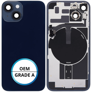 Vitre arrière assemblée - iPhone 14 Noir - NFC + FLASH (ORIGINAL PULLED GRADE A)