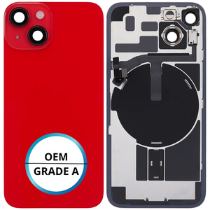Vitre arrière assemblée - iPhone 14 Rouge - NFC + FLASH (ORIGINAL PULLED GRADE A)