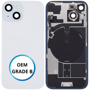 Vitre arrière assemblée - iPhone 15 Bleu | NFC + FLASH (ORIGINAL PULLED GRADE B)