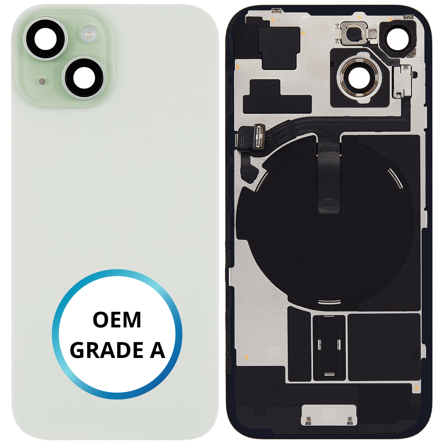 Vitre arrière assemblée - iPhone 15 Vert - NFC + FLASH (ORIGINAL PULLED GRADE A)